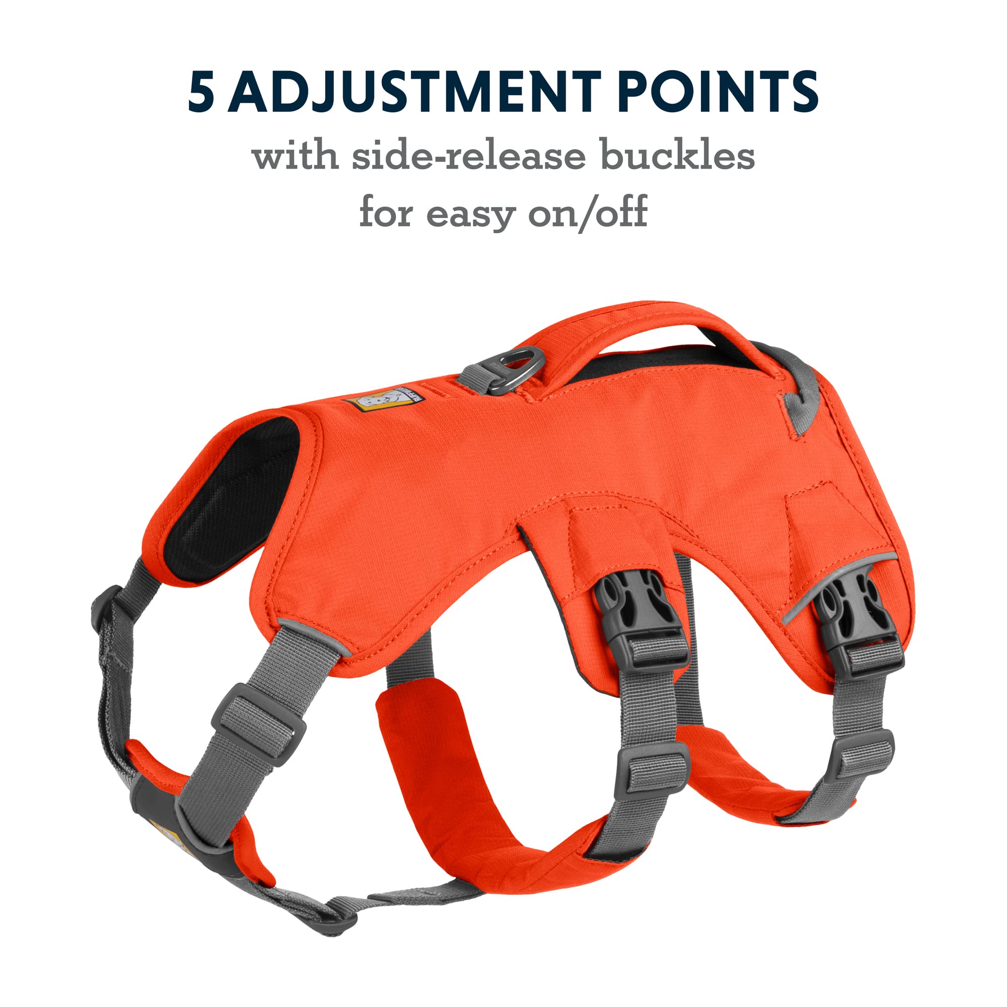 Ruffwear, Web Master, Multi-Use Support Dog Harness, Hiking And Trail Running, Service And Working, Everyday Wear, Blaze Orange, Small