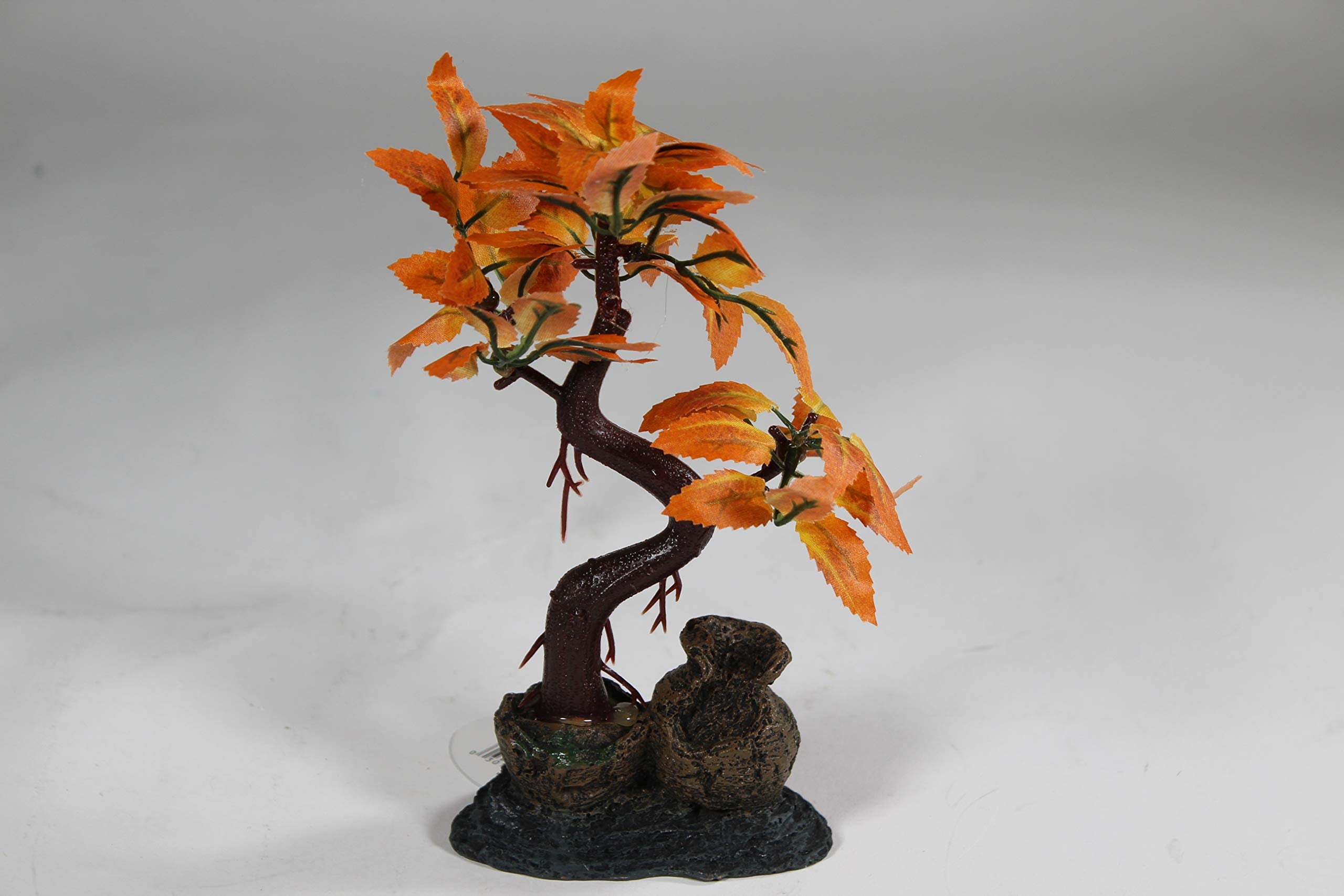 Penn-Plax Deco-Replicas Bonsai Tree Aquarium Decoration – Orange – Safe For Freshwater And Saltwater Fish Tanks – 8” Height