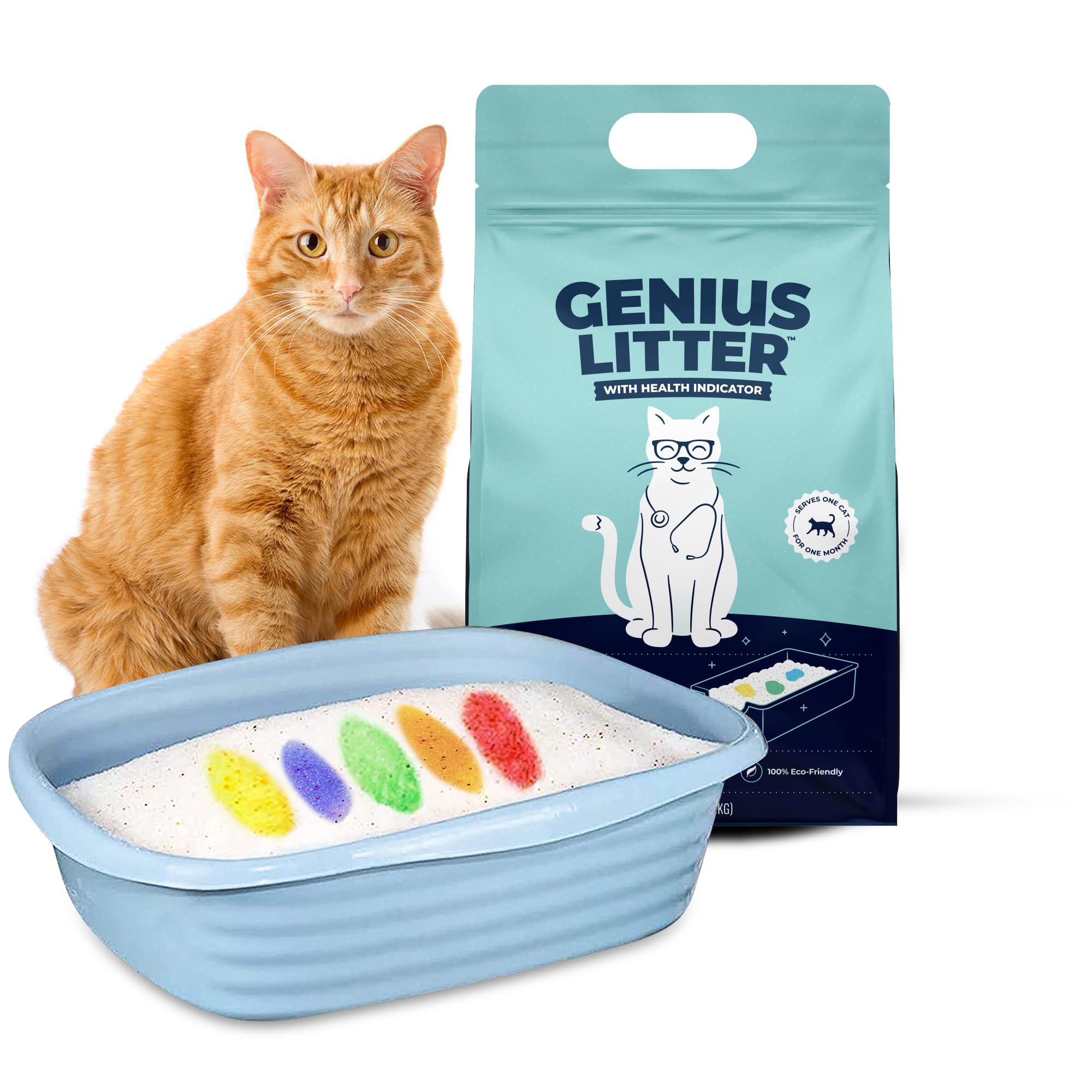 Alpha Paw - Genius Cat Litter With 5-Color Health Indicator, Non Clumping Lightweight Silica Gel Crystals (6 Lbs)