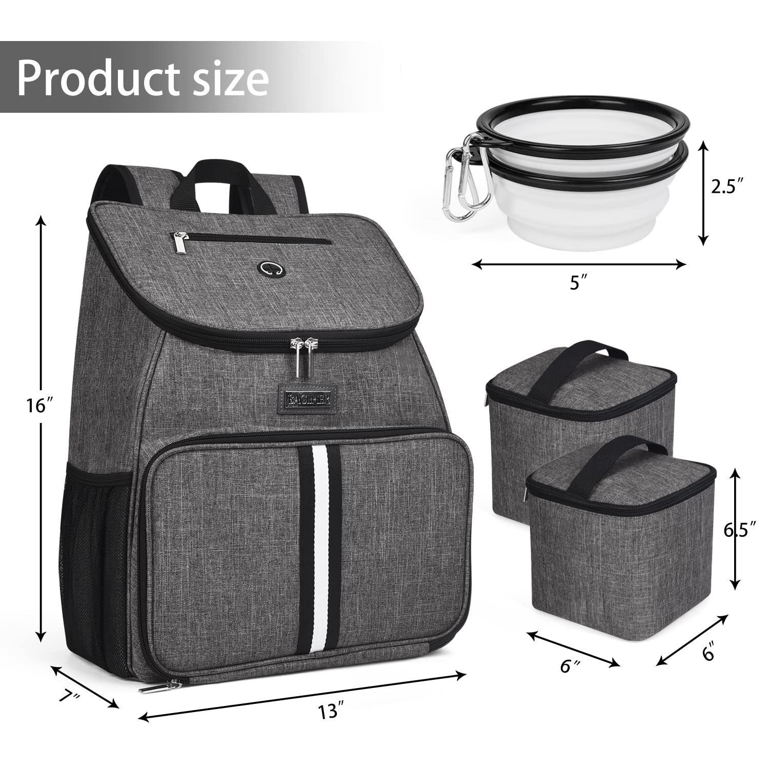 BAGLHER?Dog Travel Bag, Airline Approved Pet Supplies Backpack, Dog Travel Backpack Accessories Set with 2 Silicone Collapsible