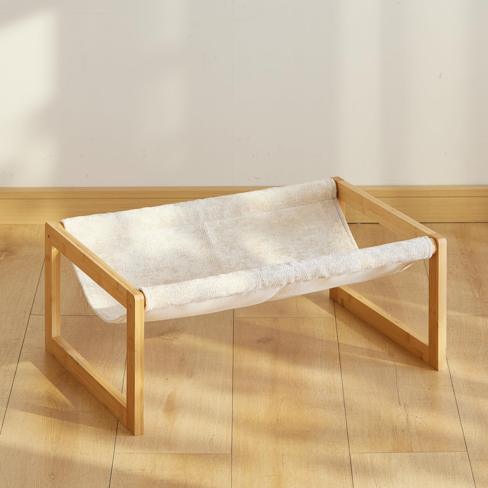 Kiplant Elevated Cat Bed, Large Cat Hammock Bed, Bamboo Wood Cat Hammock For Outdoor, 25 X 16.5 Inch Elevated Pet Furniture Suit