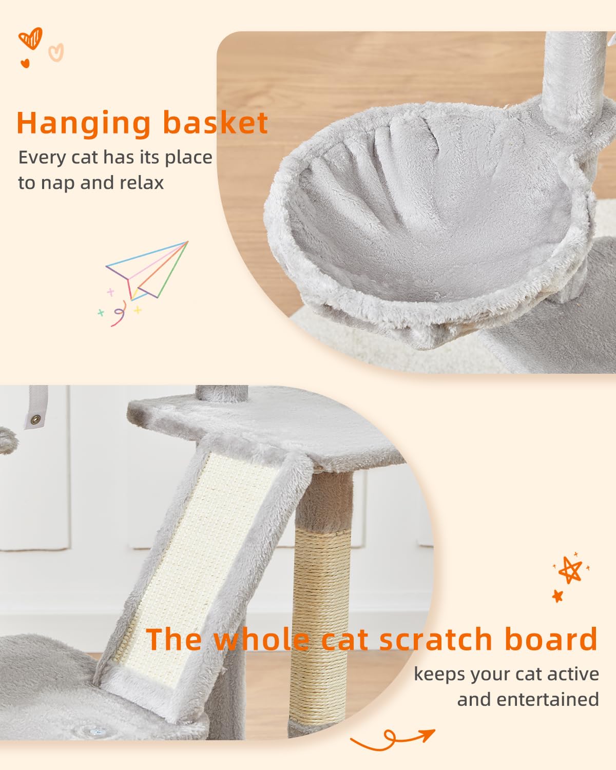 Taoqimiao Cat Tree,38.2-Inch Cat Tower For Indoor Cats,Suitable For Kittens With Luxurious Cat Condo With Adjustable Baskets And
