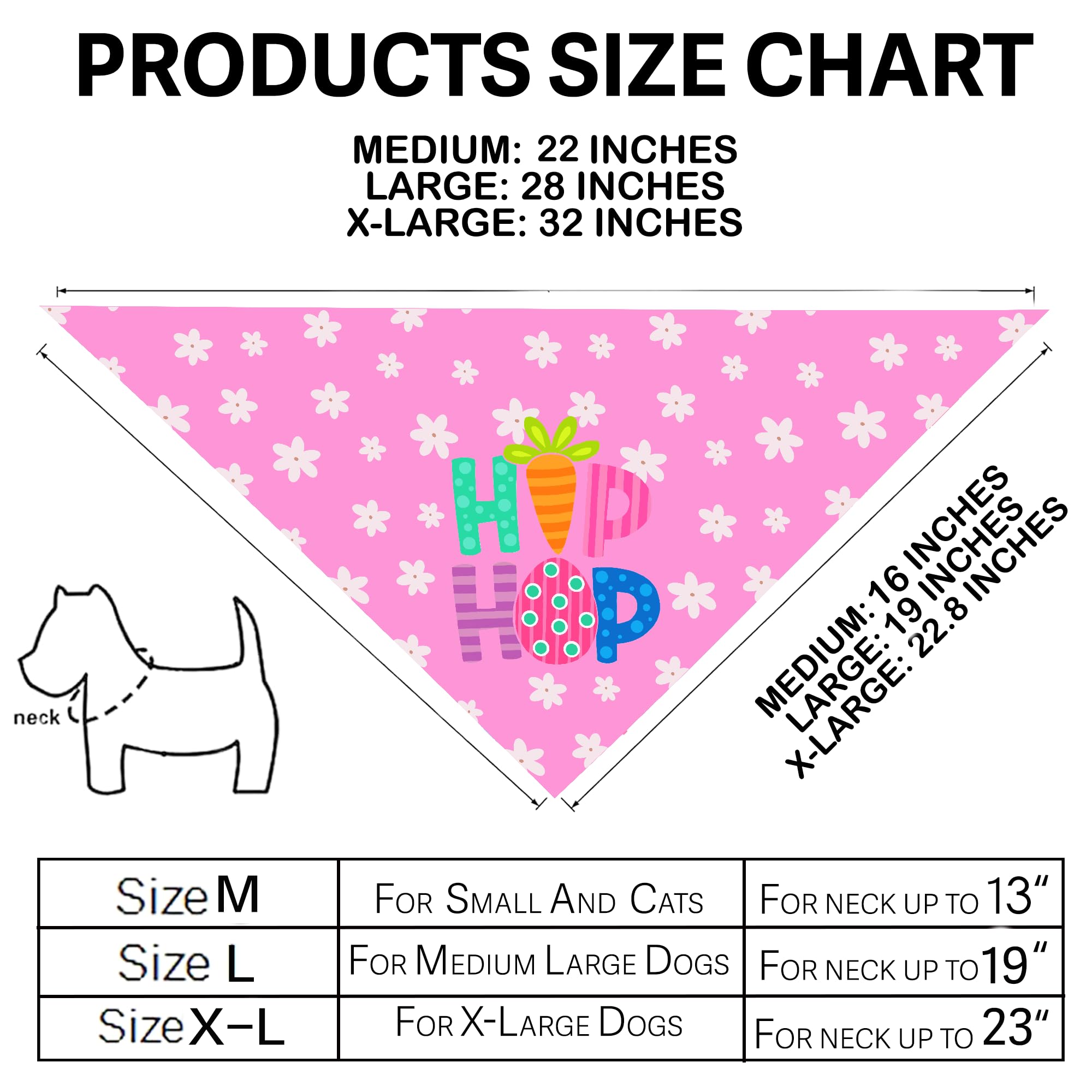 Easter Dog Bandanas 2 Pack, Hip Hop Egg Hunt Bunny Dog Scarfs For Boy And Girl, Pet Scarves For Large And Giant Dogs (Easter, X-