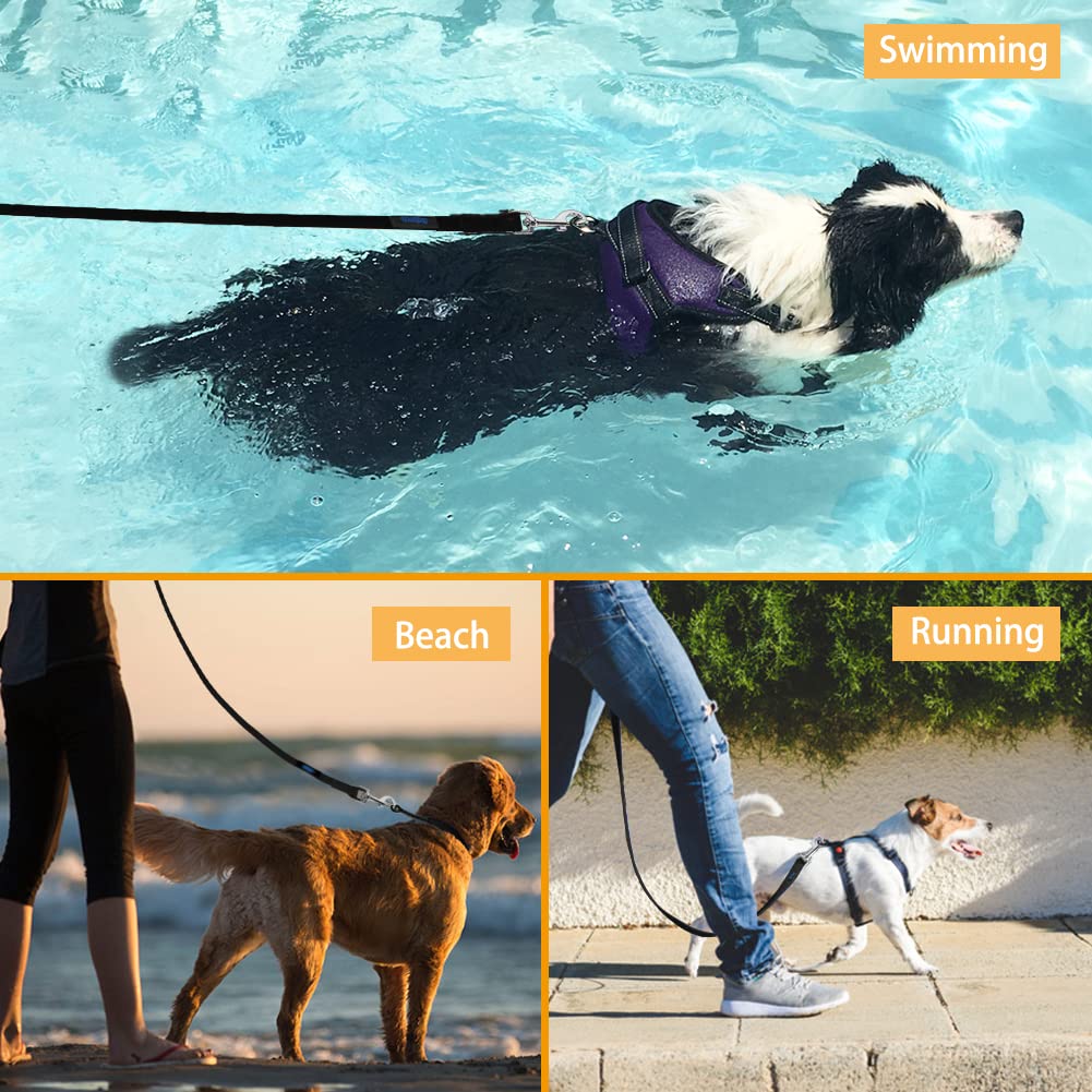 Vivifying Waterproof Dog Leash, 32Ft Long Leash Durable Dog Recall Training Lead Great For Outdoor Hiking, Training, Yard, Beach,Lake And Swimming(Black)