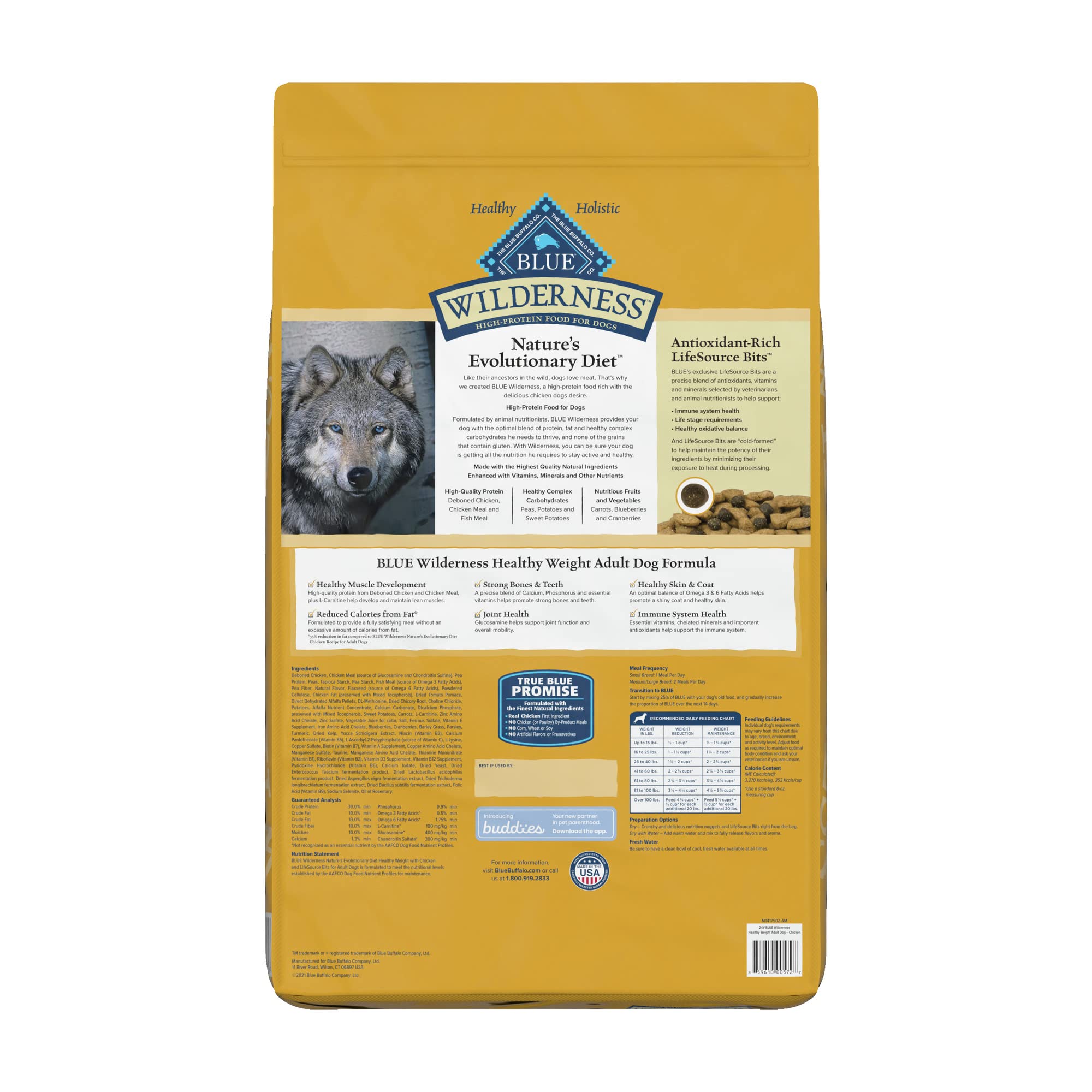 Blue Buffalo Wilderness High Protein, Natural Adult Healthy Weight Dry Dog Food, Chicken 24-lb