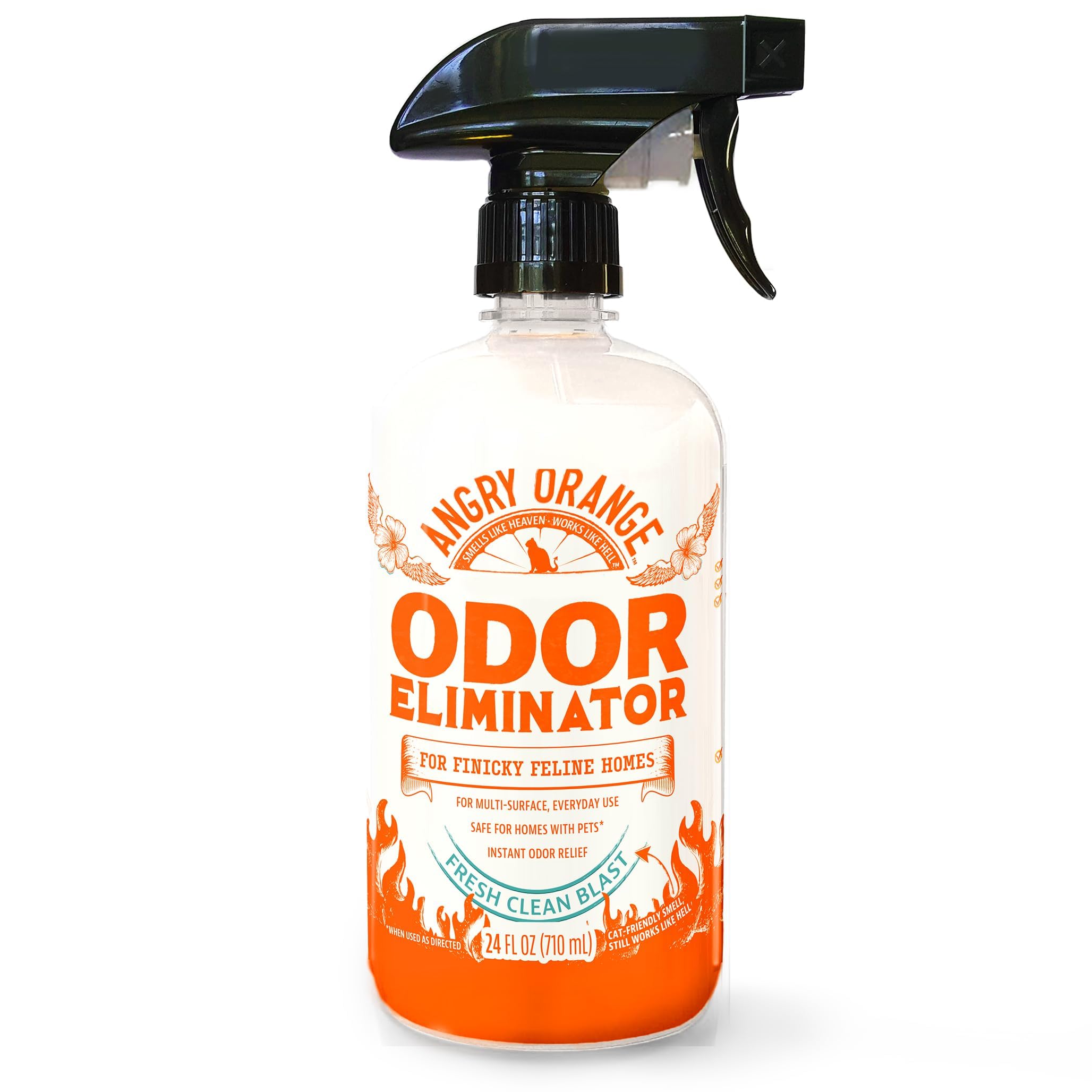 Angry Orange Pet Odor Eliminator For Cat Urine, Carpet Stains, And Strong Smells - Fresh Scent Odor Remover- 24 Oz
