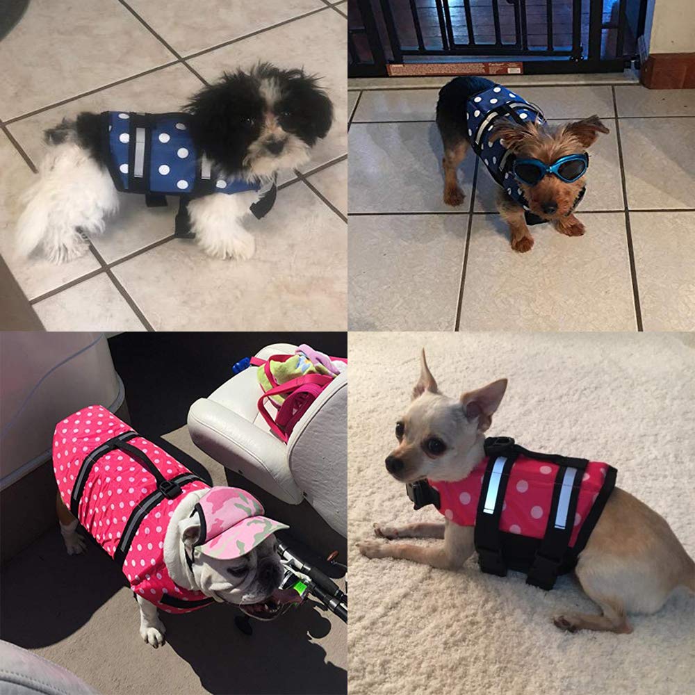 Haocoo Dog Life Jacket Vest Saver Safety Swimsuit Preserver With Reflective Stripes/Adjustable Belt Dogs?Pink Polka Dot,S