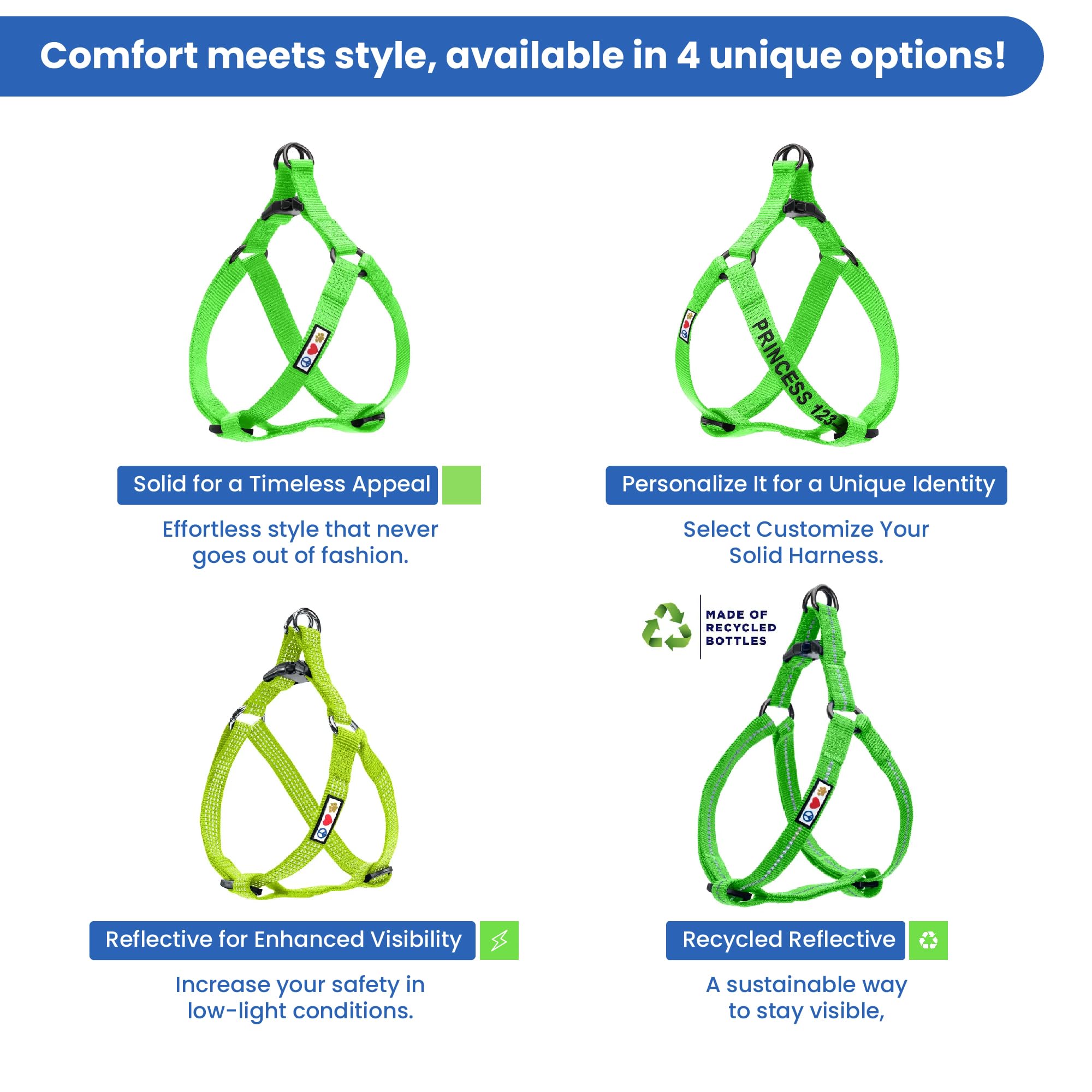 Pawtitas Solid Color Step in Dog Harness or Vest Harness Dog Training Walking of Your Puppy Harness Small Dog Harness Green Dog