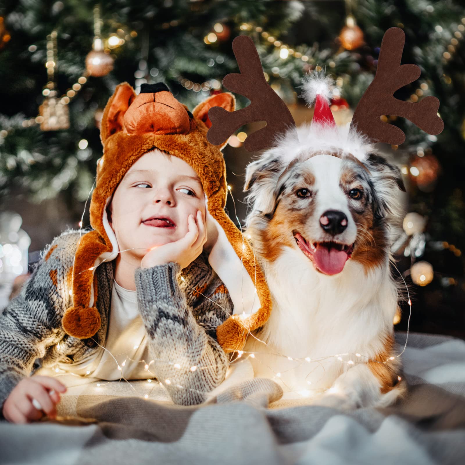 BWOGUE Dog Elk Reindeer Antler Headband Pet Christmas Costume Headwear Accessories for Dogs and Cats
