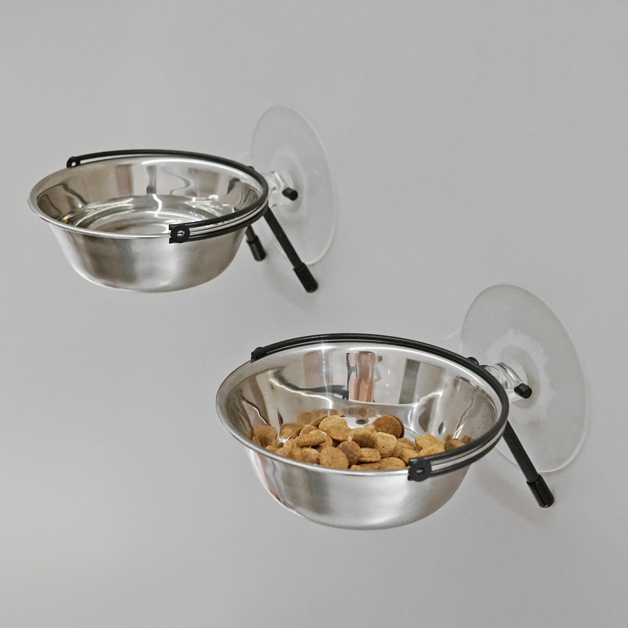 PETKARAY Window Bowls for Indoor Cats, 12 Ounces Food Bowl for Window, Dog Proof Cat Feeding Station, Foldable Stainless Bowl (P