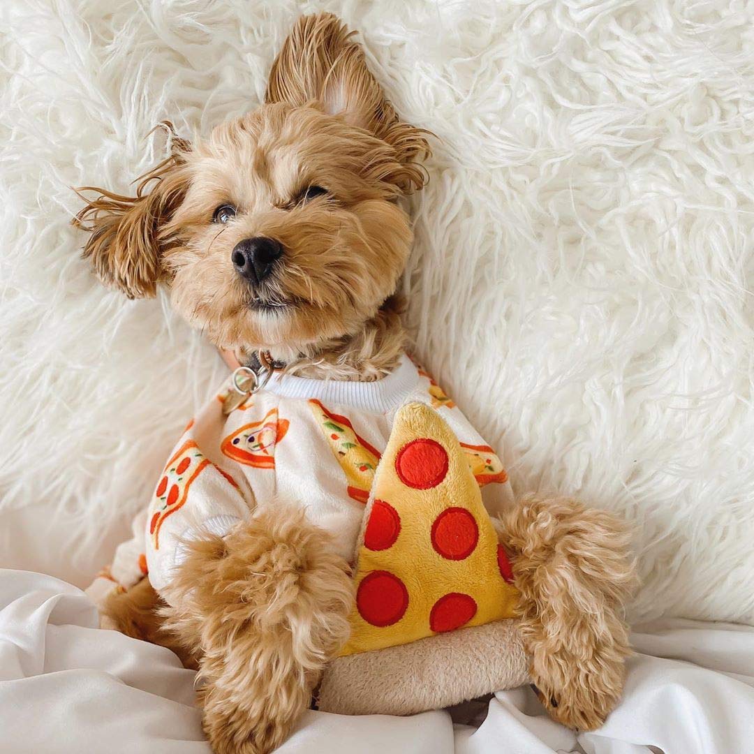 Cutebone Dog Pajamas Pizza Dog Apparel Dog Jumpsuit Pet Clothes Pajamas P55L