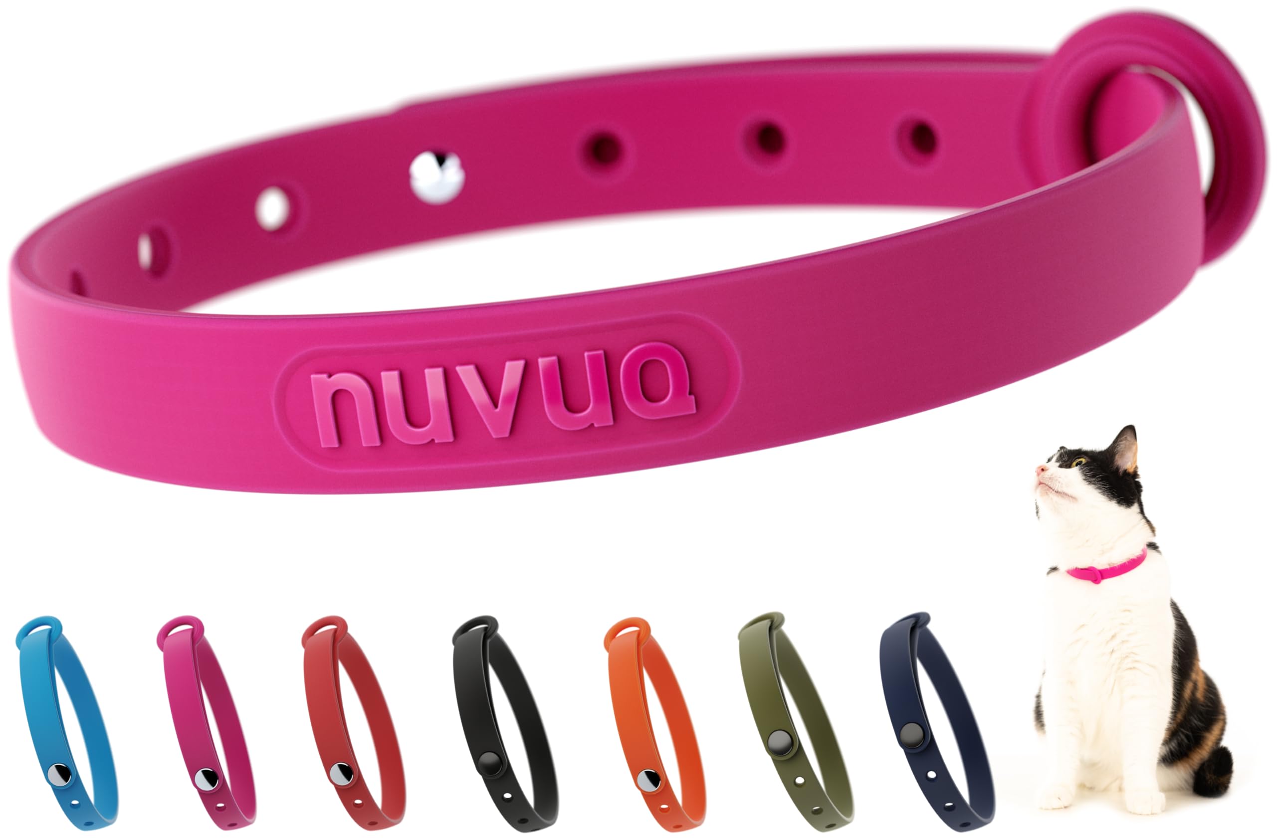 Breakaway Cat Collar - Soft, Comfortable, And Lightweight Safety Buckle Collar With Name Tag Ring For Outdoor Cats And Sensitive Skin Kittens By Nuvuq (6 ⅞' To 10 ¼', Pink)