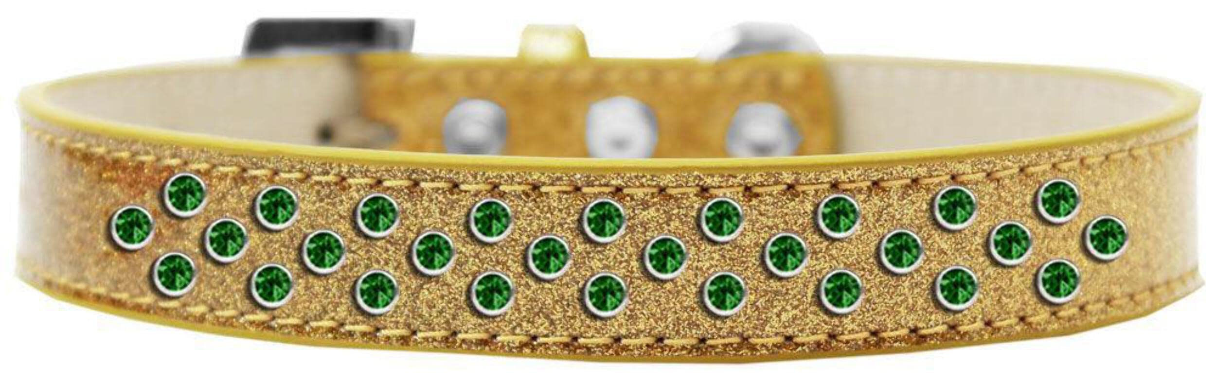 Dog, Puppy & Pet Ice Cream Collar, Emerald Green Crystal Rimsets Sprinkles Gold 14