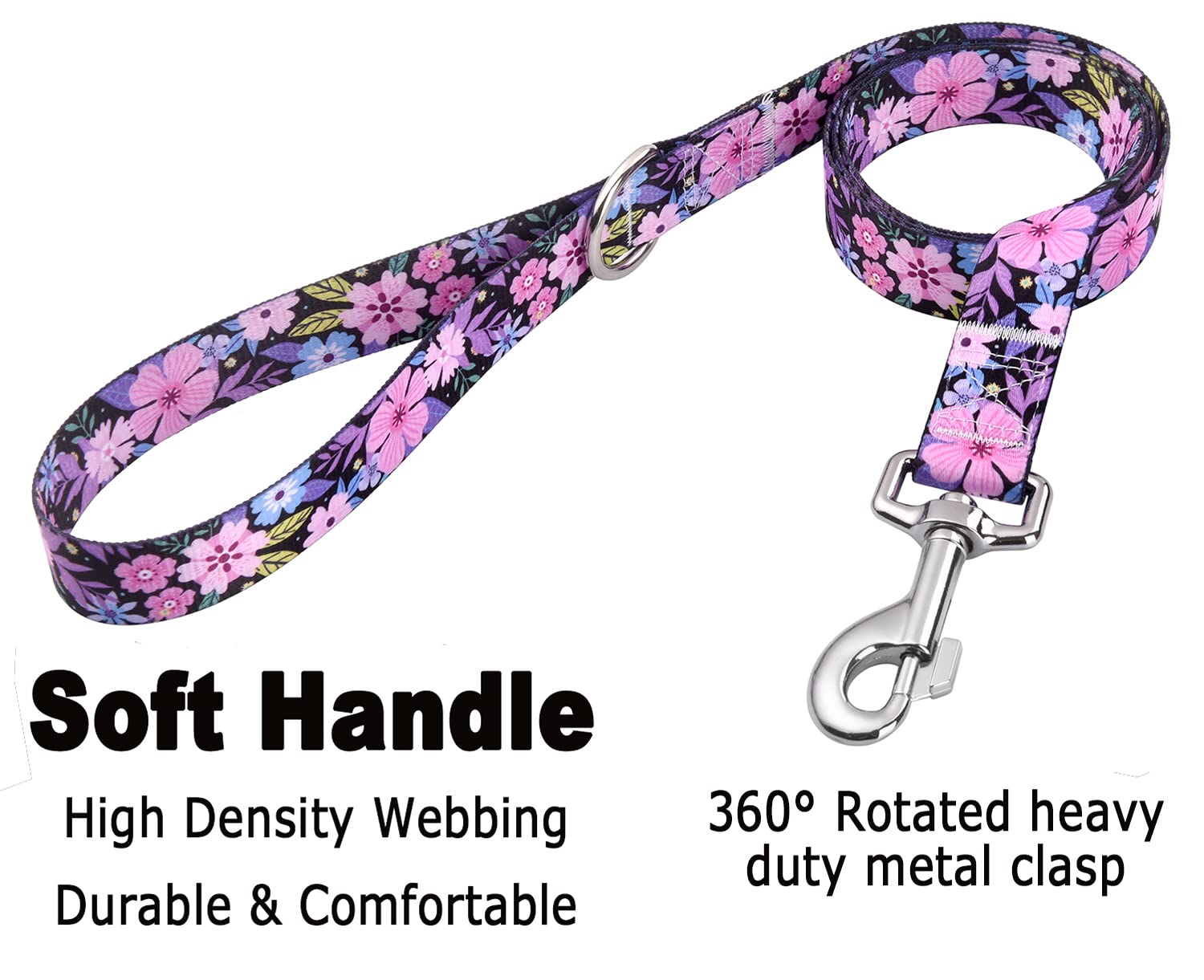 Mihqy Dog Collar And Leash Set With Bohemia Floral Tribal Geometric Patterns - Soft Ethnic Style Collar Adjustable For Small Medium Large Dogs(Pink Floral Set,Xs)