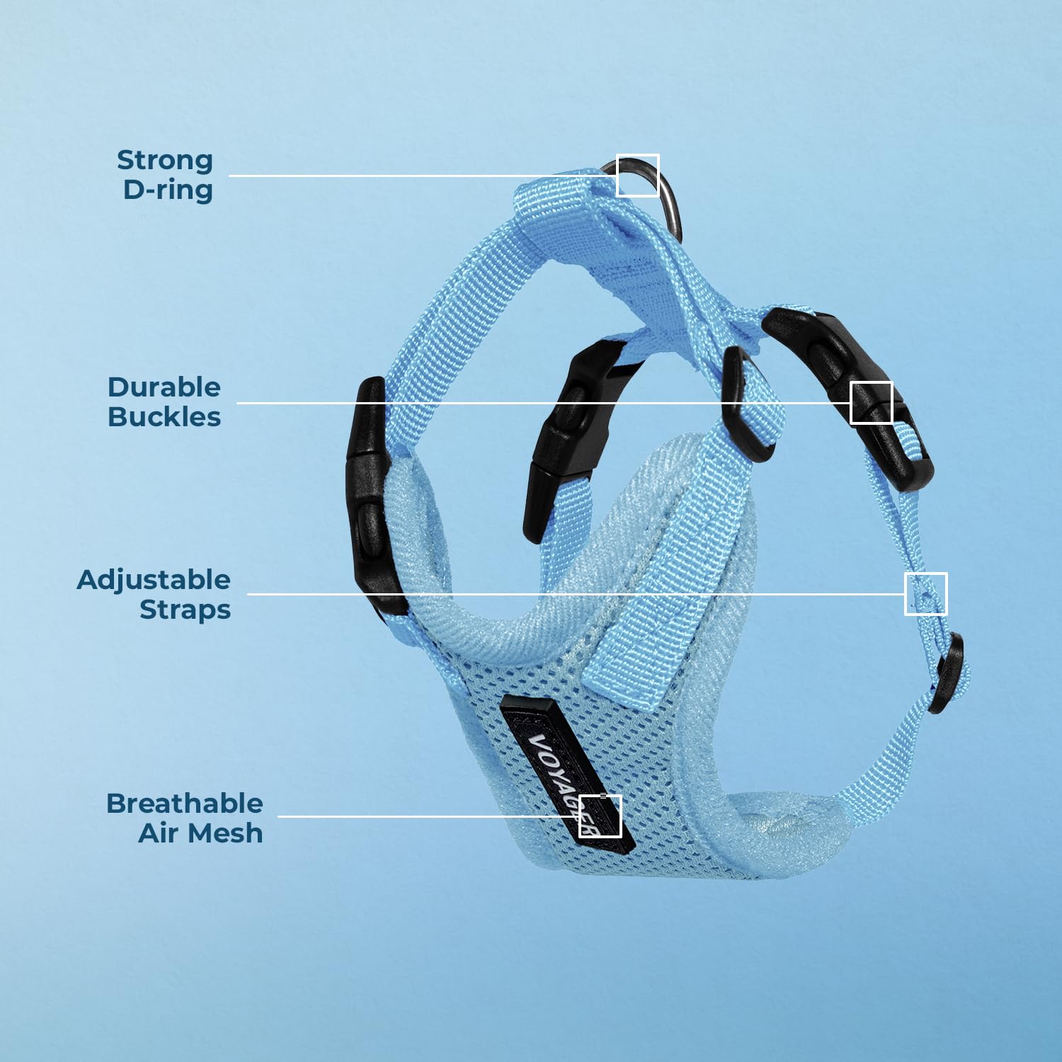 Voyager Step-in Pet Harness - All Weather Mesh, Adjustable Step in Harness for Cats and Dogs by Best Pet Supplies - Baby Blue, L