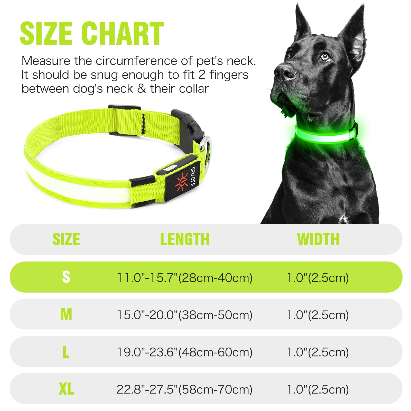 Led Dog Collar, Usb Rechargeable Light Up Dog Collars, Adjustable Glow Collars For Dogs, Reusable Safety Dog Collar For Small, M