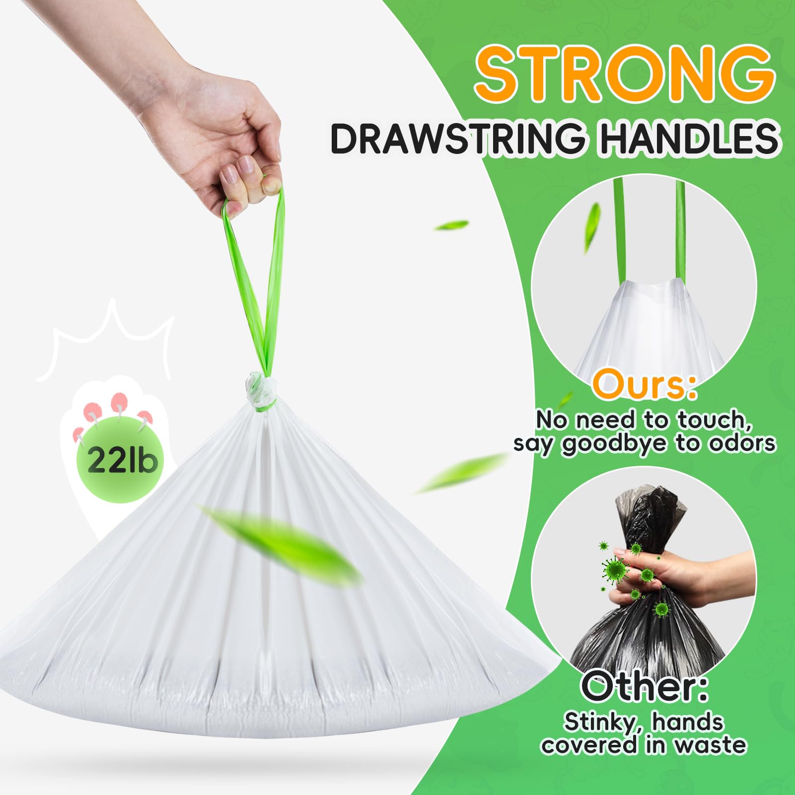 60 Pack Cat Litter Box Liners For Meo Want Sc01, Mw-Sc02, Mw-Lr01,1.5 Mil Thick Drawstring Heavy Duty Leak-Proof Disposable Smar