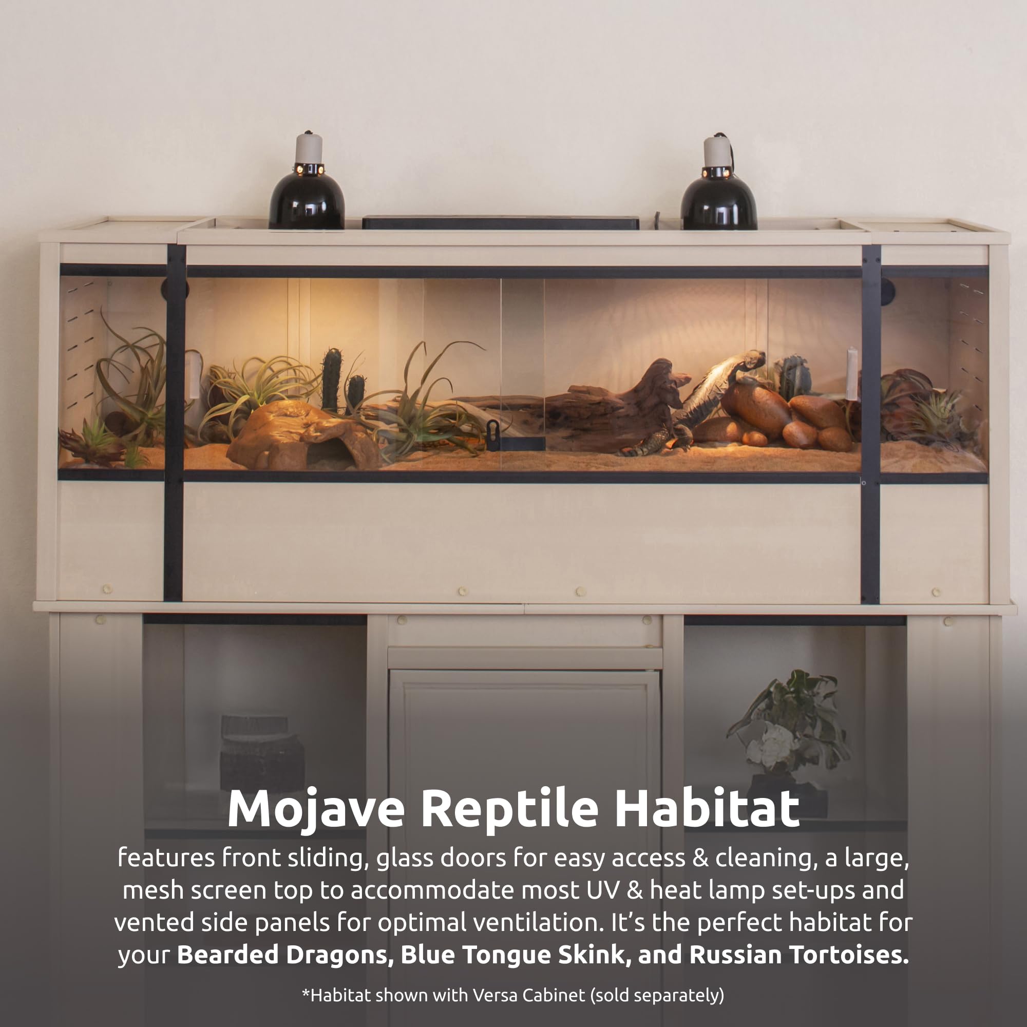 New Age Pet ECOFLEX 60-Inch Mojave Reptile Lounge in Maple- Durable, Moisture-Resistant Wood Plastic Composite Habitat with Vent