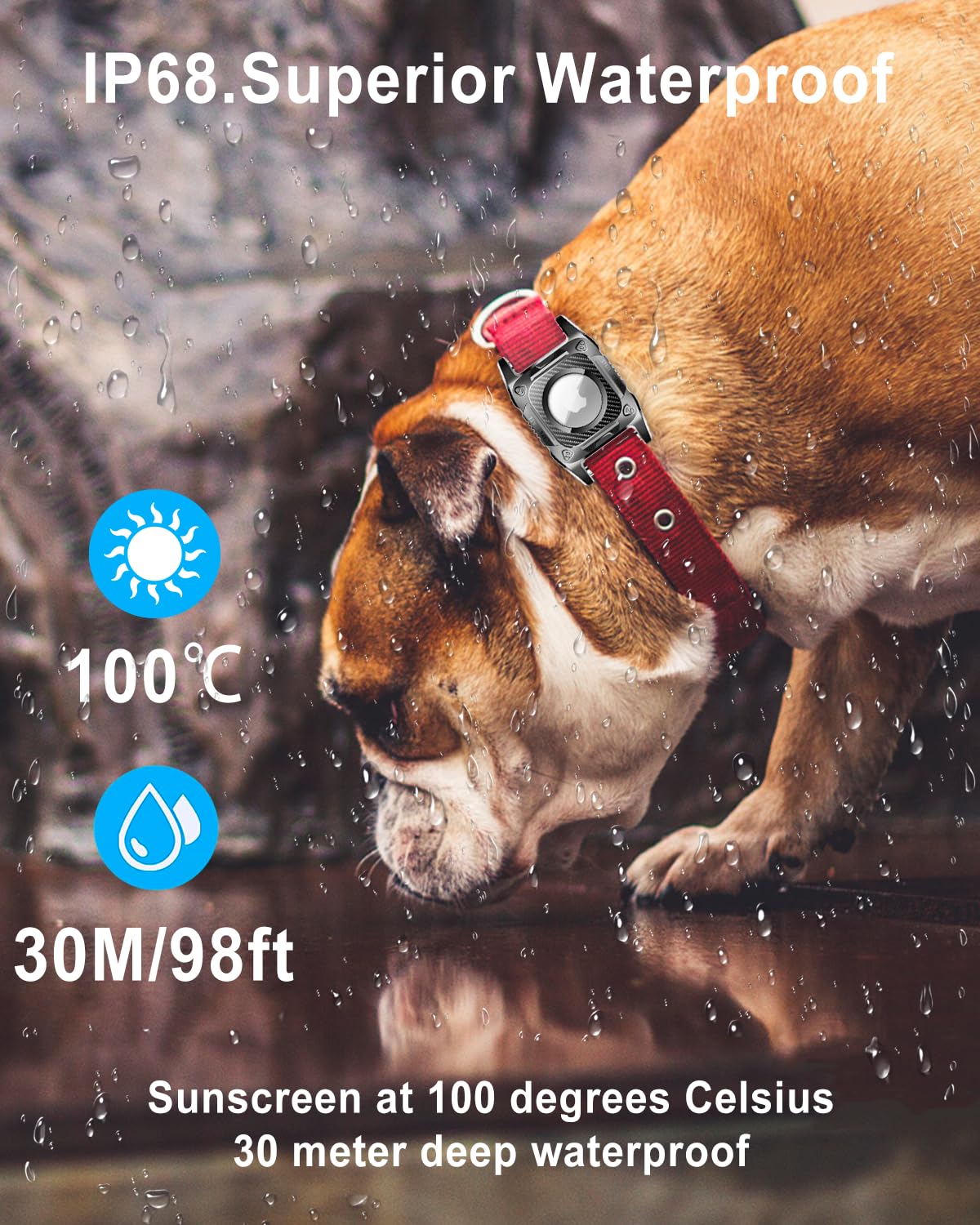 Ip68 Waterproof Airtag Dog Collar Holder, 2 Pack Hard Tpu Protection Airtag Holder With Removable Handle Compatible Apple Airtag