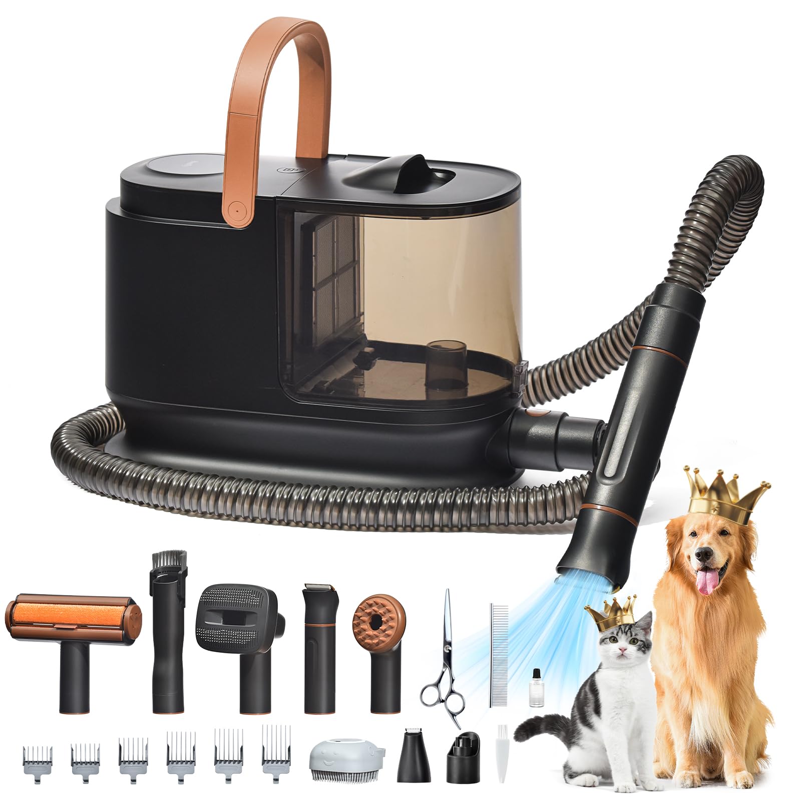 Bunfly Dog Hair Vacuum, Dog Grooming Kit, Pet Grooming Vacuum,13,000Kpa Powerful Suction, 99% Hair Removal, 3.5L Capacity, 16 Pe