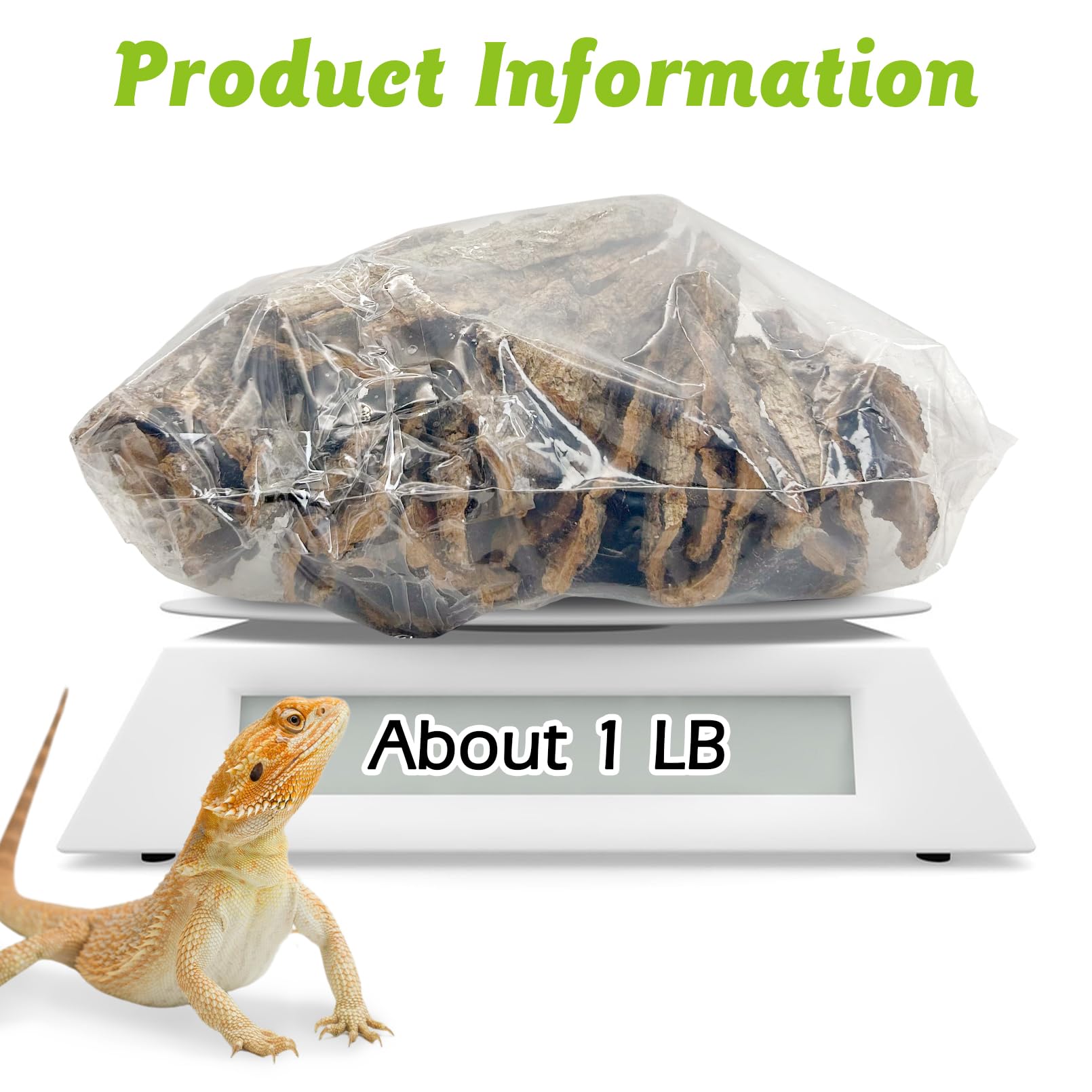 Apatal 1 Lb Natural Cork Bark for Reptiles - Bedding Substrate for Bearded Dragons, Snakes, Spiders, Crabs, Geckos, Tortoises - Wood