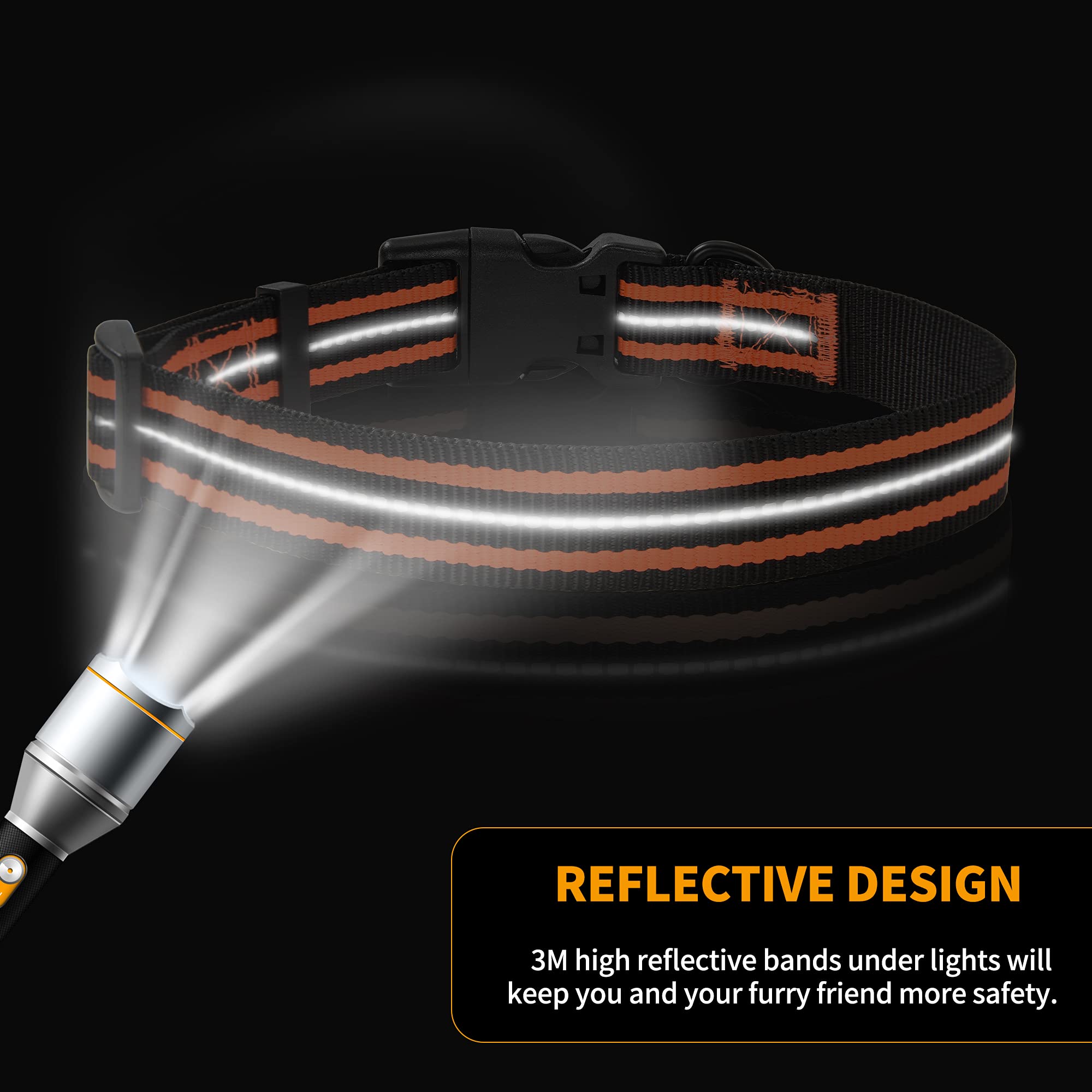 Mile High Life Reflective Dog Collar | Nylon Pet Collars Wiith Buckle | Light Weight Puppy Collars | Orange Dog Collars For Larg