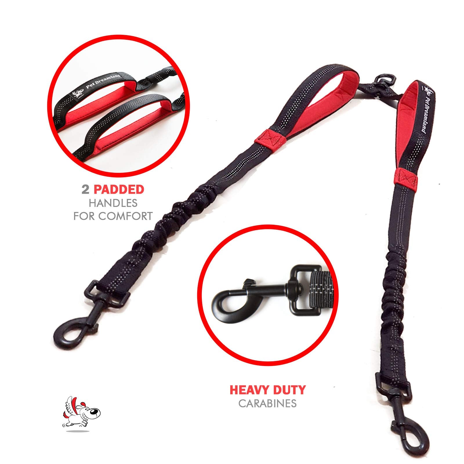 Double Dog Leash For Small Dogs | Two Dog Leash Coupler | 2 Way Dog Leash | Double Hook Dog Leash | Dual Dog Leash Tangle Free Medium Dogs | Split Dog Leash For 2 Dogs | 2 Point Control Dog Leash