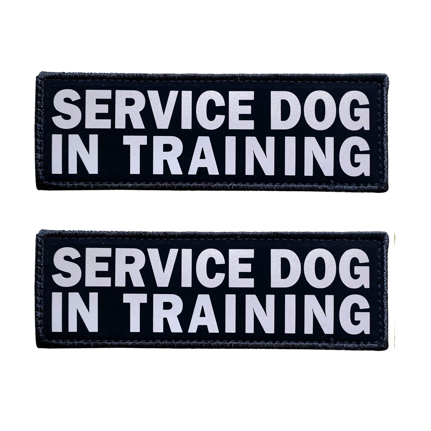 Jujupups Black Reflective Dog Patches 2 Pack - Service Dog, In Training, Do Not Pet - Tags With Hook And Loop Patches For Vests 
