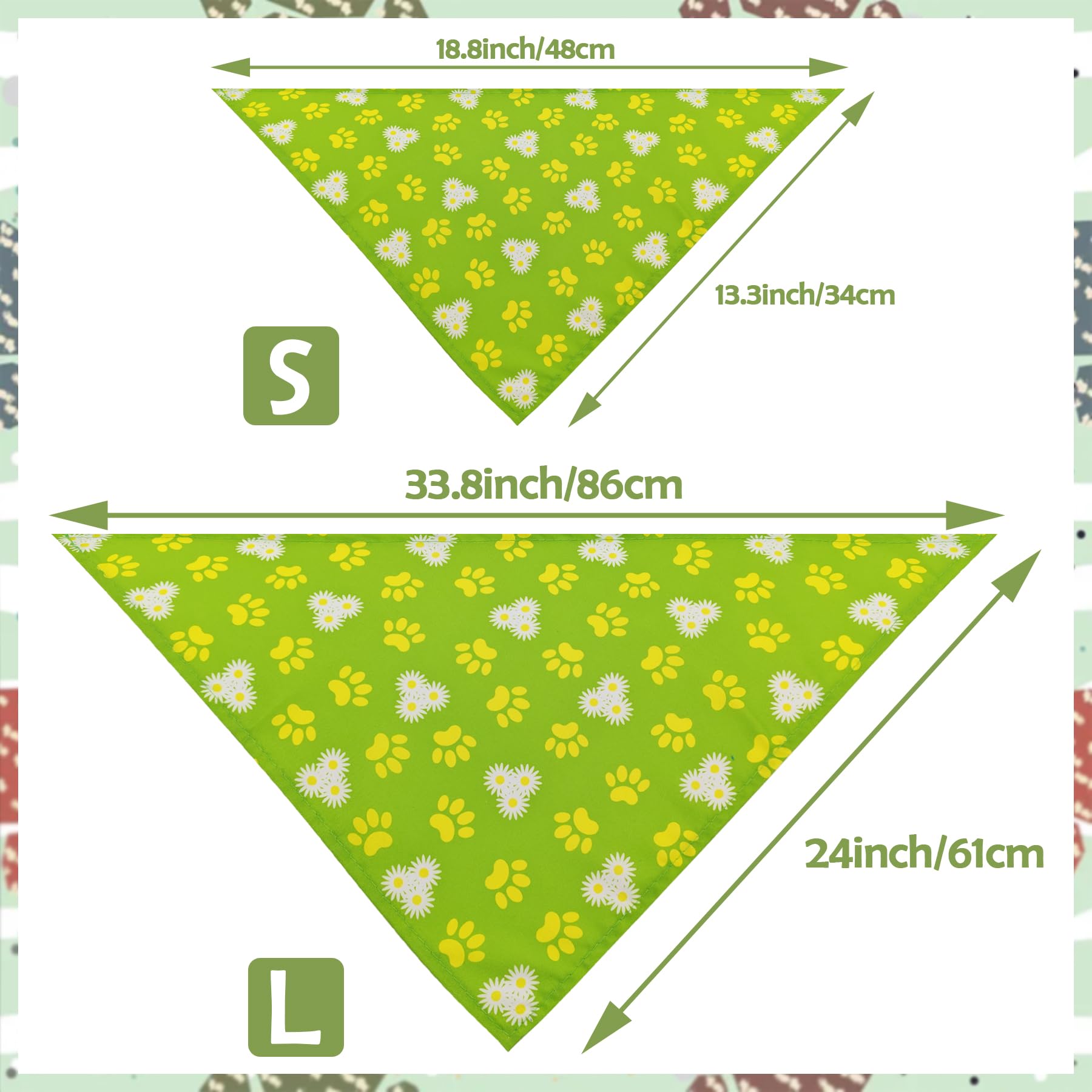 Pai Sence 7 Pcs Paw Print Dog Bandanas For Large Dog Breed 33 Inch Extra Large Polyester Dogs Bandana Xl Scarves Party Grooming