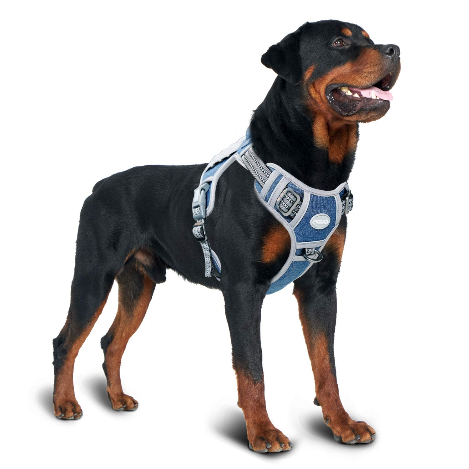 Auroth Tactical Dog Harness For Small Medium Large Dogs No Pull Adjustable Pet Harness Reflective K9 Working Training Easy Control Pet Vest Military Service Dog Harnesses (Xl, Denim Blue)