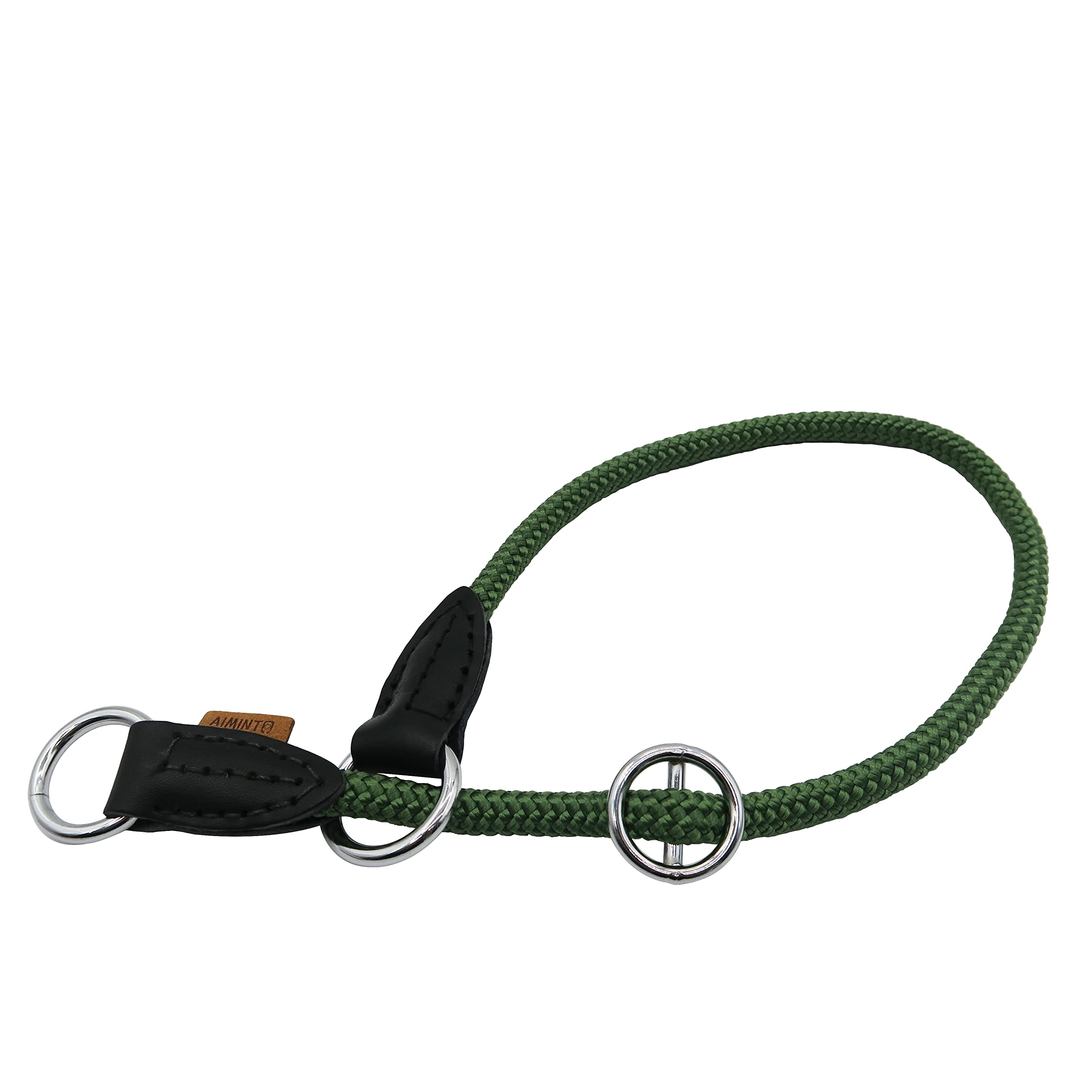 Aiminto Braided Round Martingale Dog Collar, Training Collar with Slidable Stop Ring - Ideal for Small Medium Dogs (M- (1/3) - 1