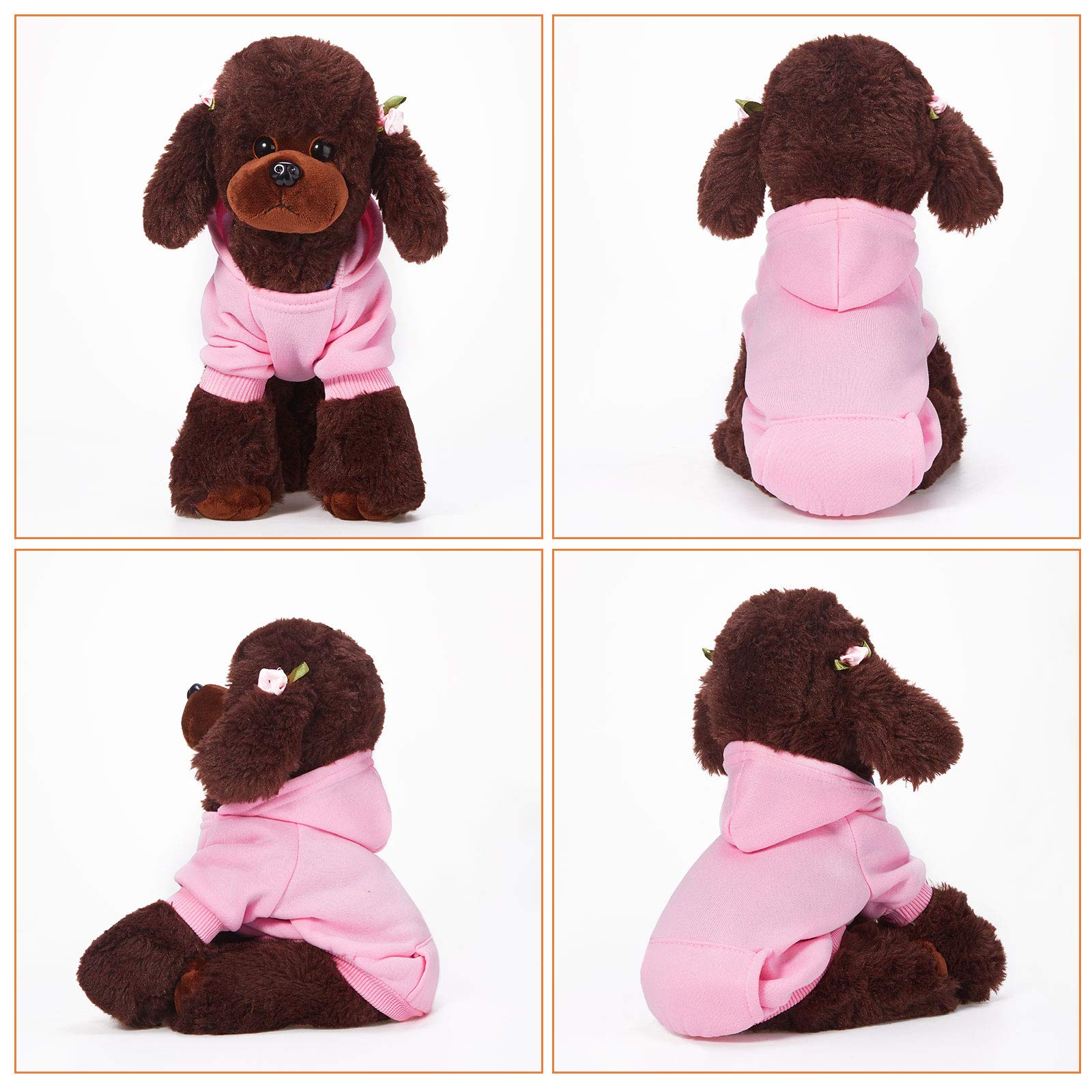 2 Pieces Winter Dog Hoodie Warm Small Dog Sweatshirts with Pocket Cotton Coat for Chihuahua Clothes Puppy Costume(S,Pink, Light