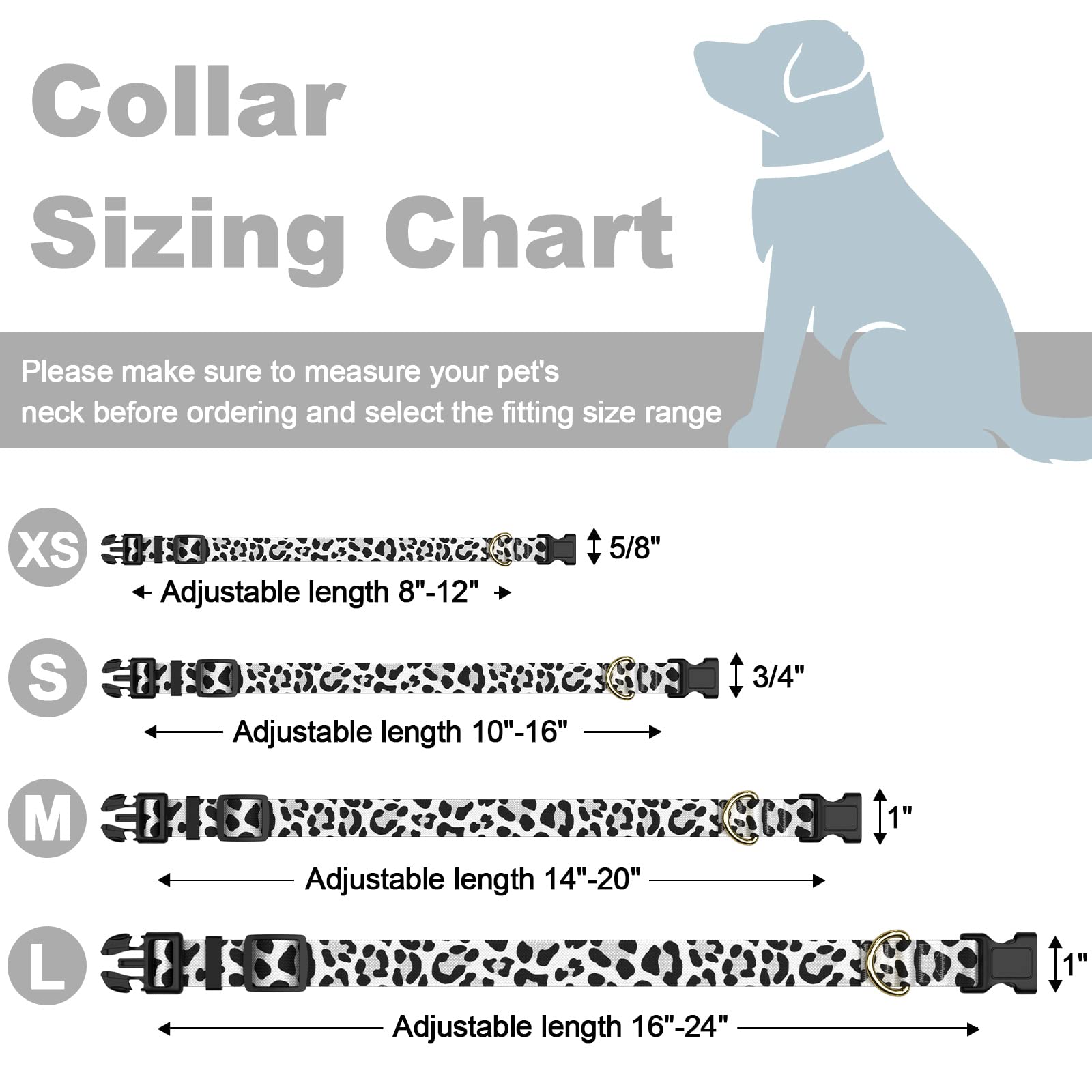 Rnivvi Dog Collar For Small Dogs, Cute Leopard Heavy Duty Adjustable Puppy Collar With Quick Release Buckle For Boy Girl & Femal