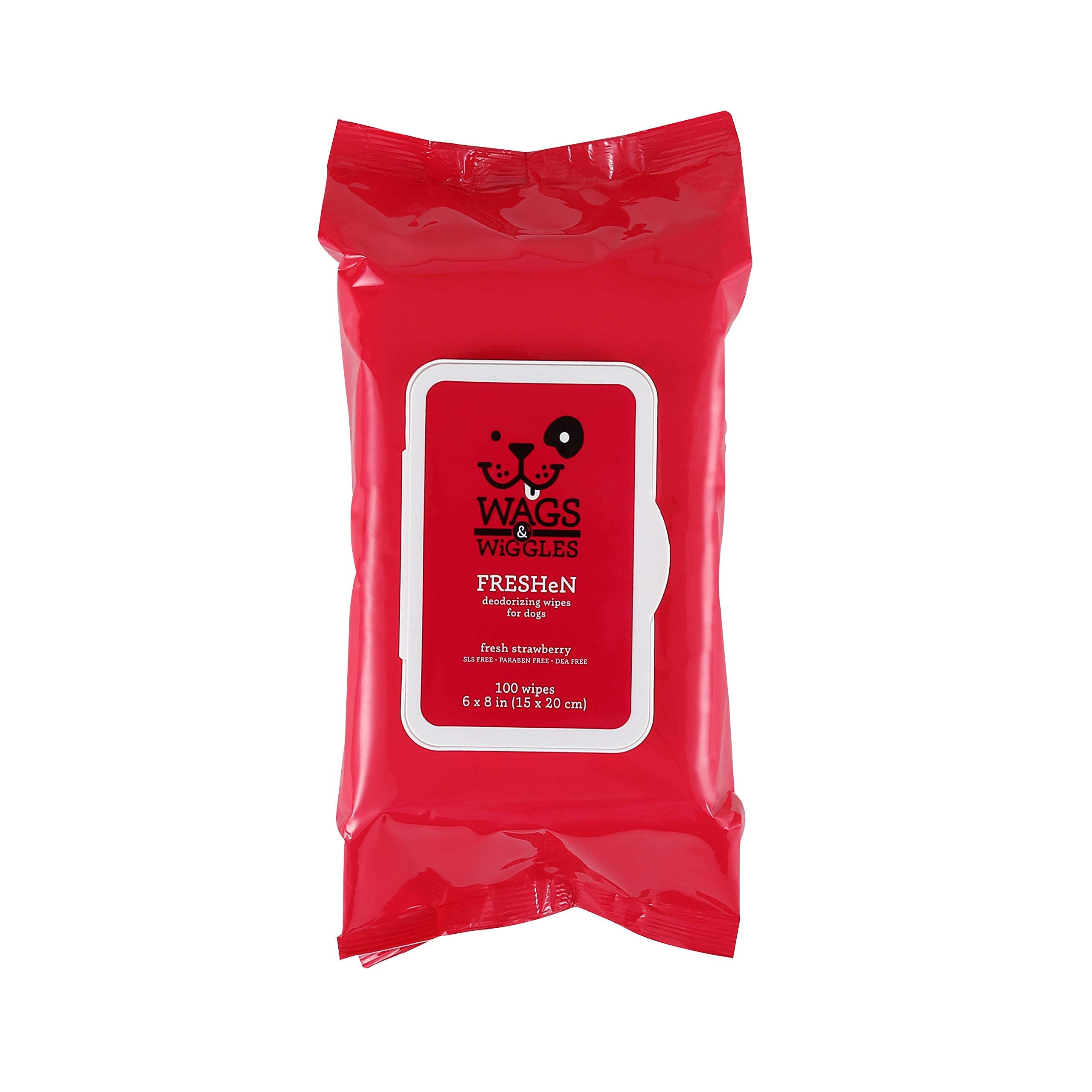 Wags & Wiggles Freshen Deodorizing Wipes For Dogs Eliminate Odors From Your Dog'S Coat Fresh Strawberries Easy And Convenient Wa