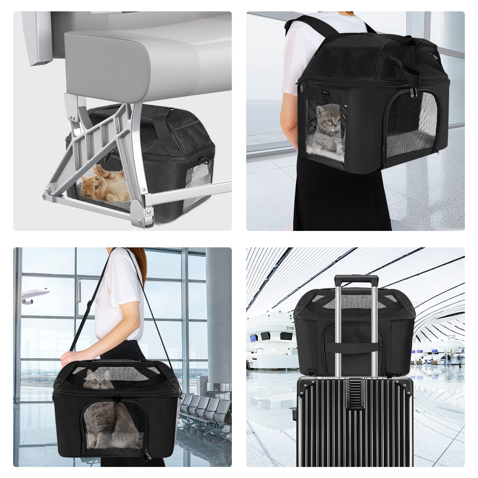 Large Cat Carrier Pet Carrier, Oeko-Tex Certified Soft Side Pet Carrier For Cat, Small Dog, Collapsible Travel Small Dog Carrier, Tsa Airline Approved Cat Carrier For Cats 20 Lb,Pink