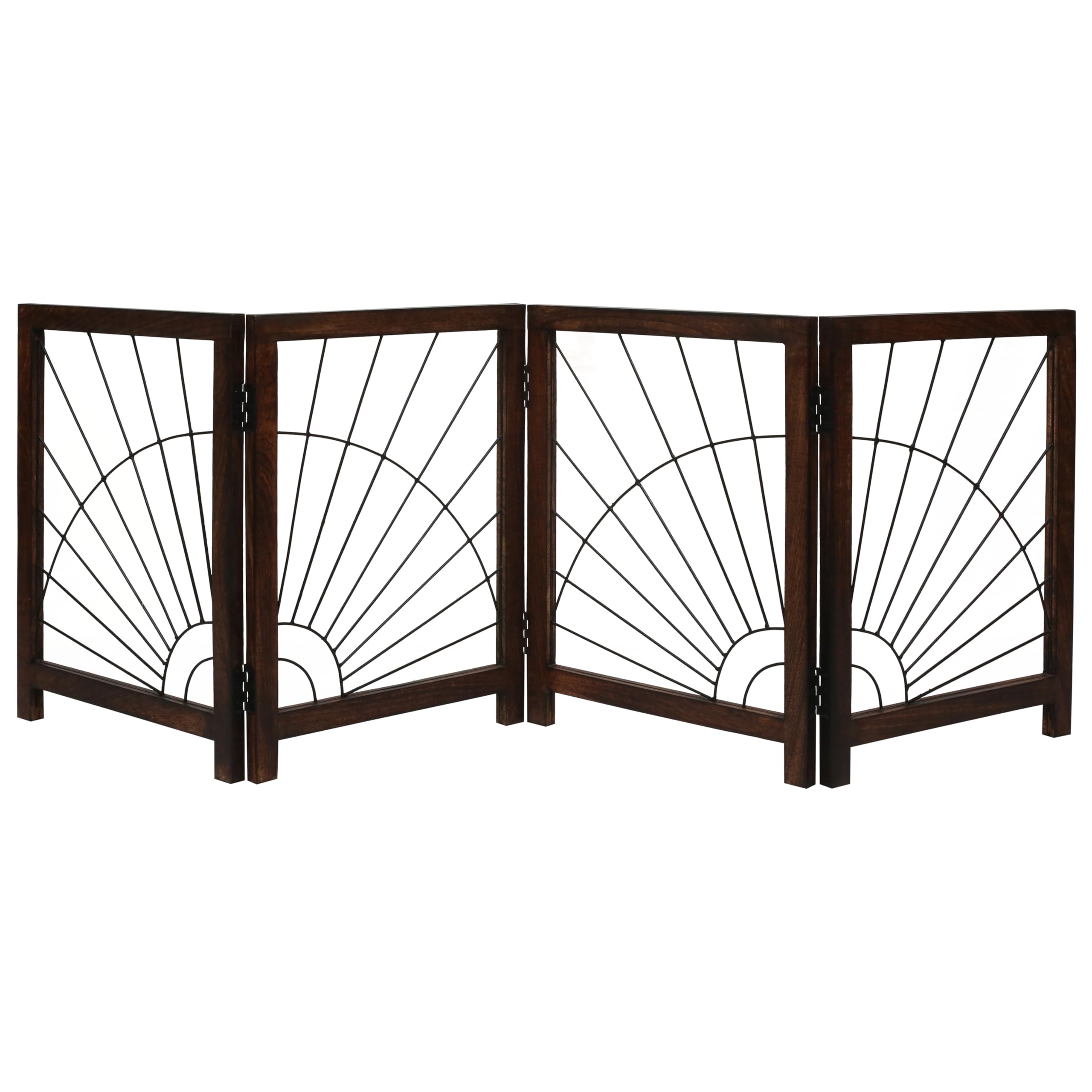 Sunshine Design Foldable Wooden Dog Gate - Indoor, 72 Inch Wide, 4 Panels, Burnt