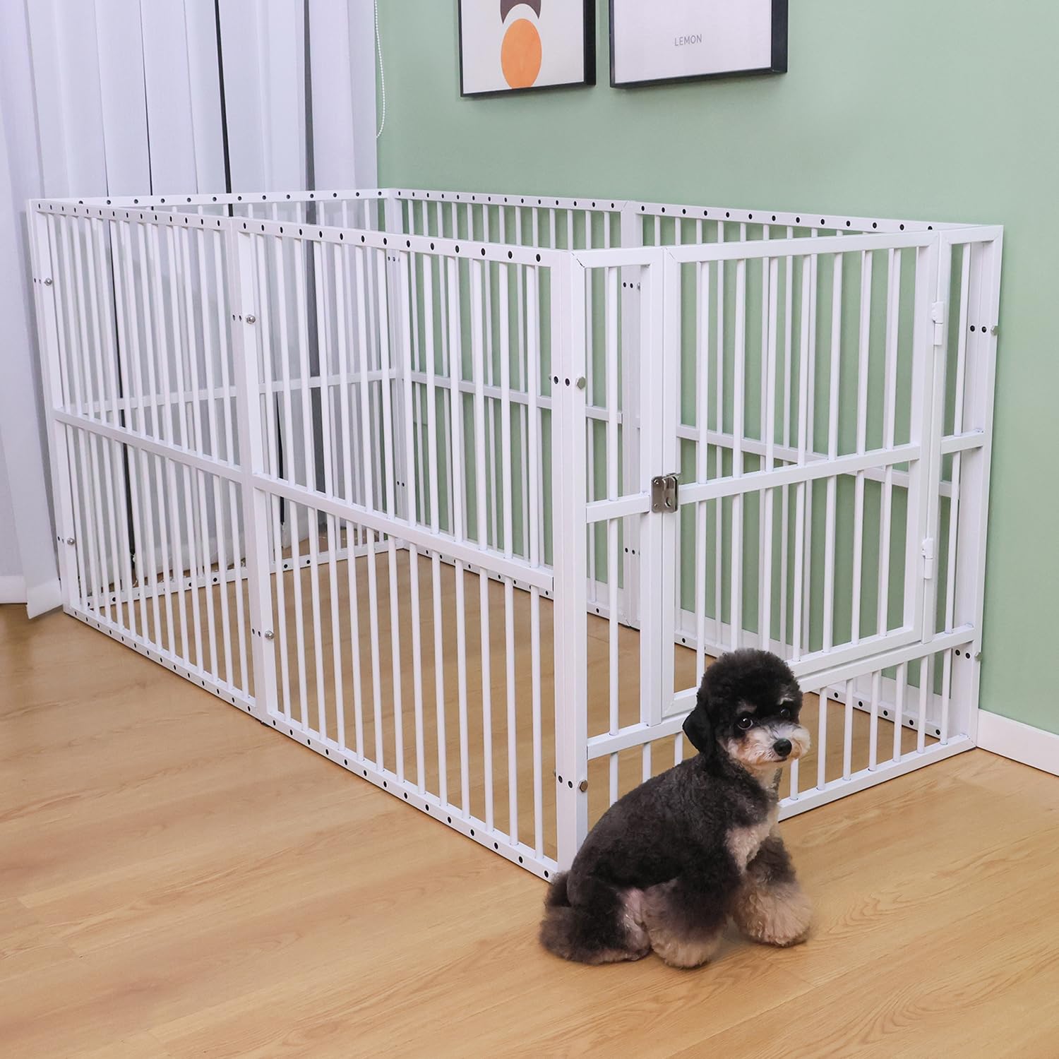 RYPetmia Dog Playpen - 32 Height Dog Pen, Heavy Duty Puppy Pen with Door, Safe & Sturdy, Easy Assemble for Indoor/Outdoor Pet Pl