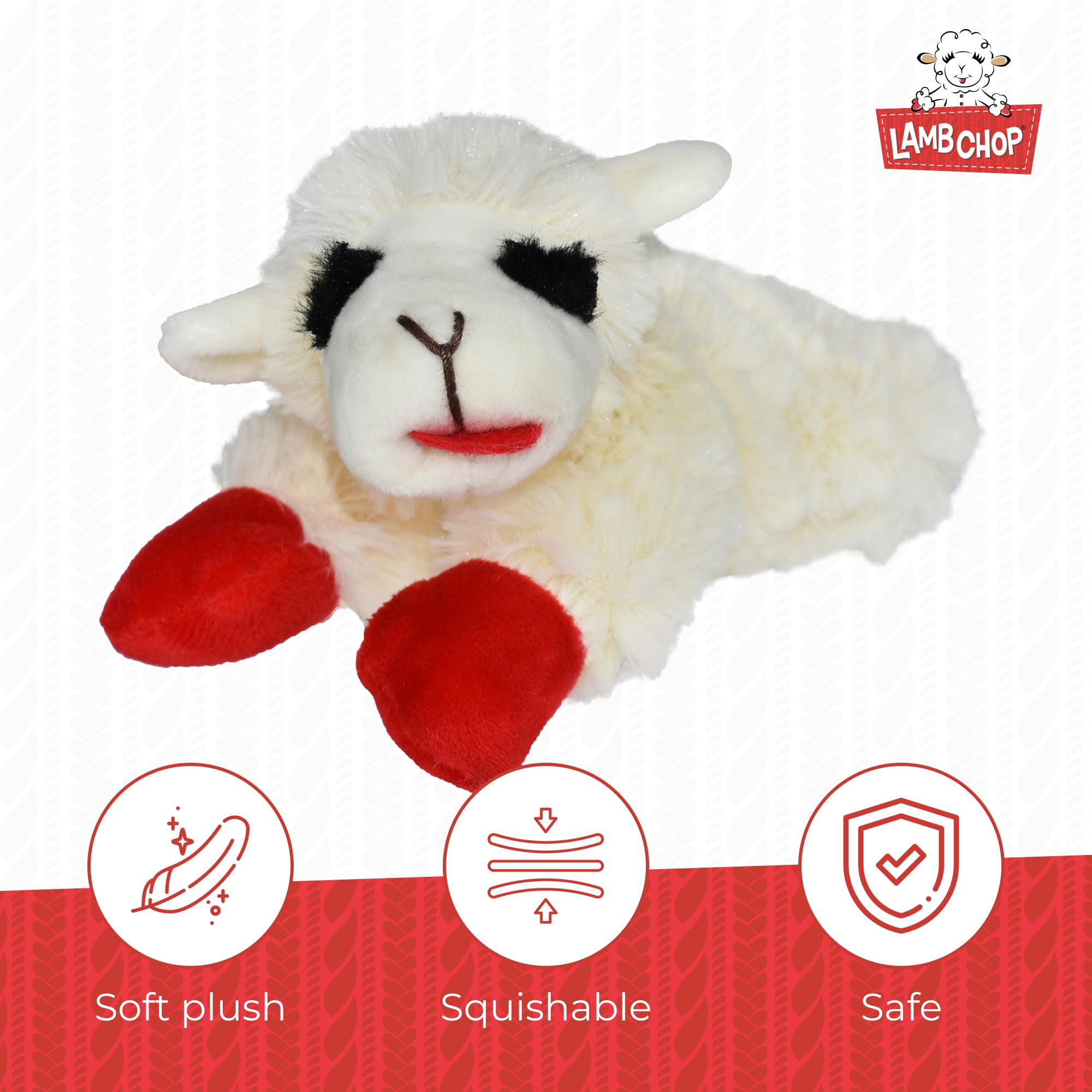 Multipet Lamb Chop Dog Plush Toy - Squeaky Dog Toy for All Dogs - Extra Soft Plush Dog Toy - Stuffed Animal Dog Toy for Cuddling