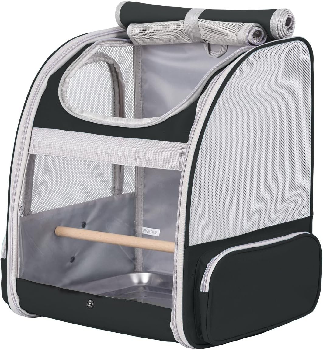 Bird Backpack Carrier With Stand Perch, Bird Travel Backpack For Hiking, Airline Approved Green Bird Backpack