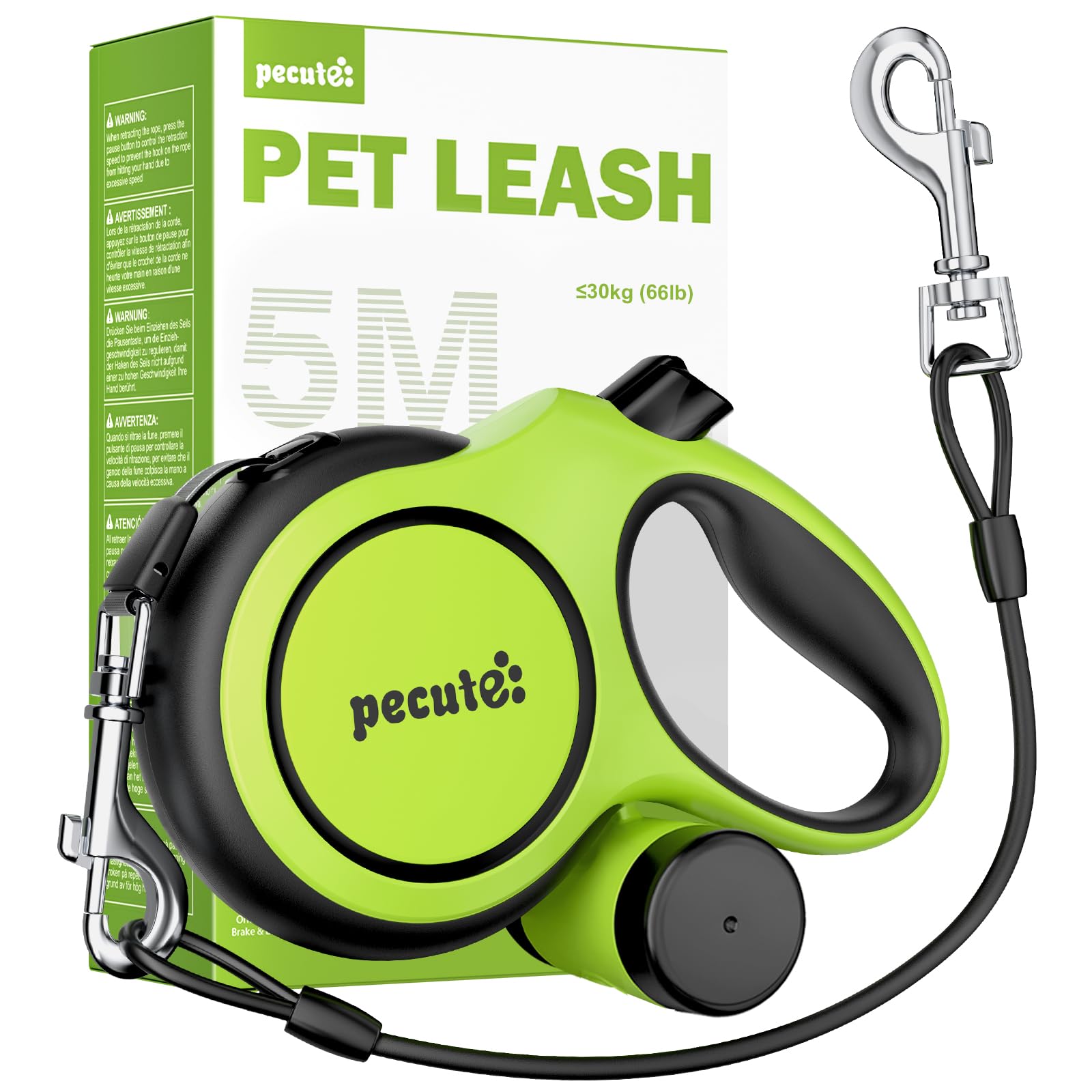 16ft Retractable Dog Leash with 18'' Chew Proof Steel Cable for Power Chewers & Pullers, Heavy Duty Locking for Medium/Large Dog
