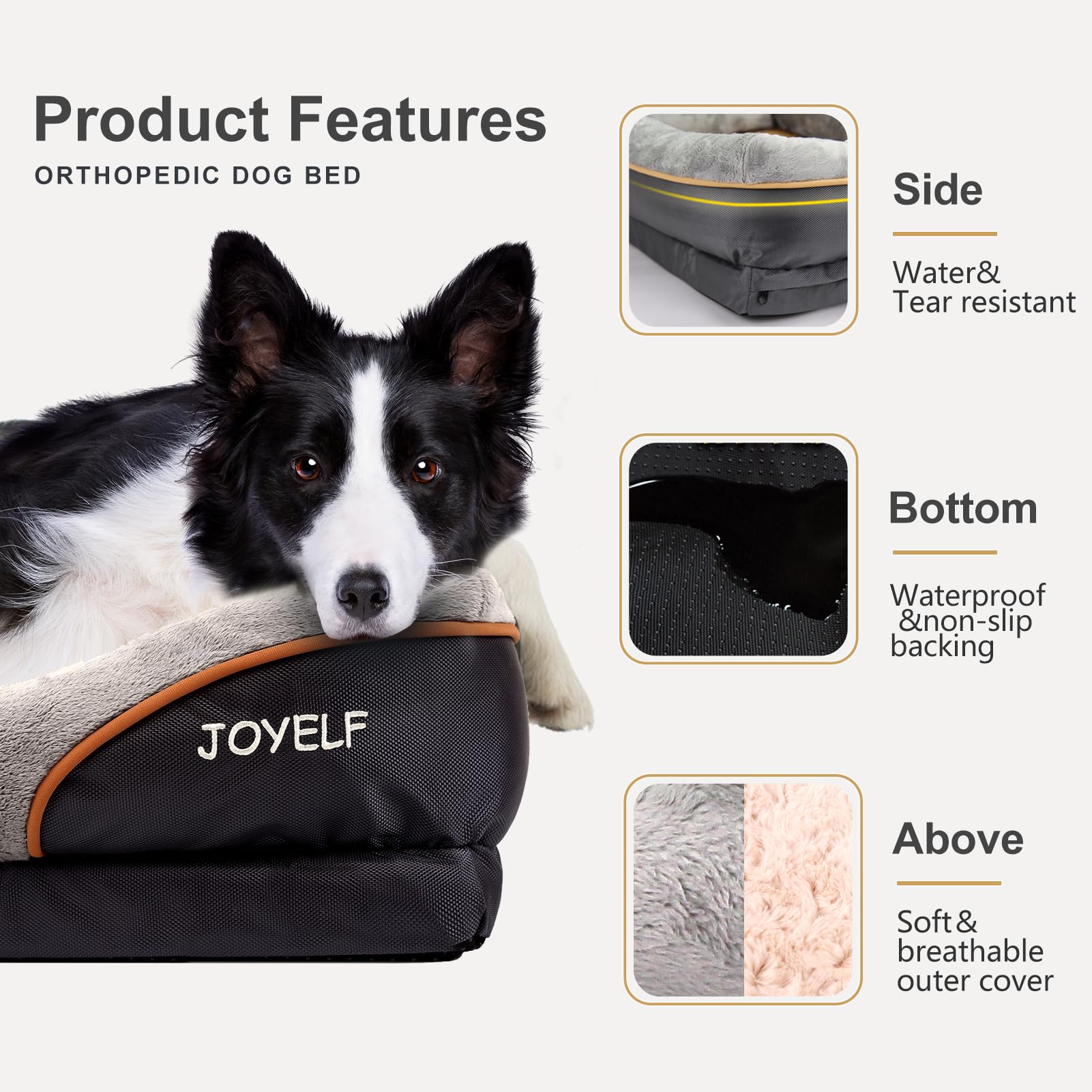 Joyelf Memory Foam Dog Bed Small Orthopedic Dog Bed & Sofa With Removable Washable Cover And Squeaker Toy As Gift