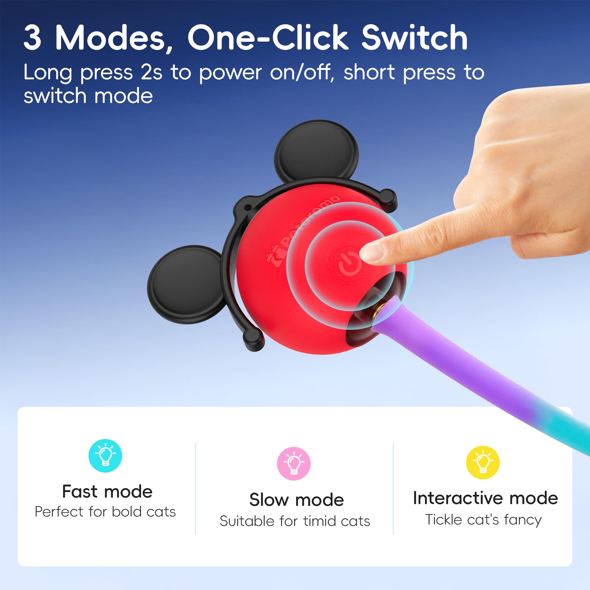 Potaroma Interactive Moving Ball Cat Toys With Fluffy Tail, Chargeable Kitten Toy For Indoor Kitten Exercise, Smart Interactive