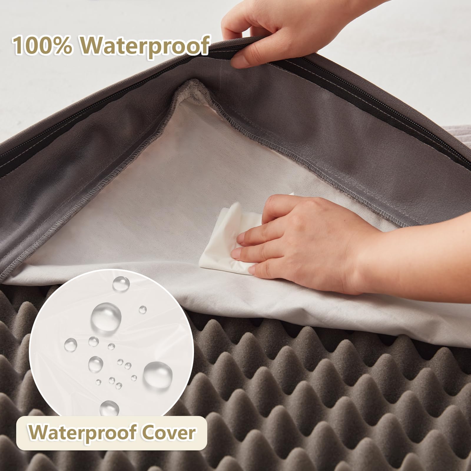 Orthopedic Dog Beds For Large, Medium, Small Dogs - Plush Washable With Egg Crate Foam, Waterproof With Removable Cover & Anti-S