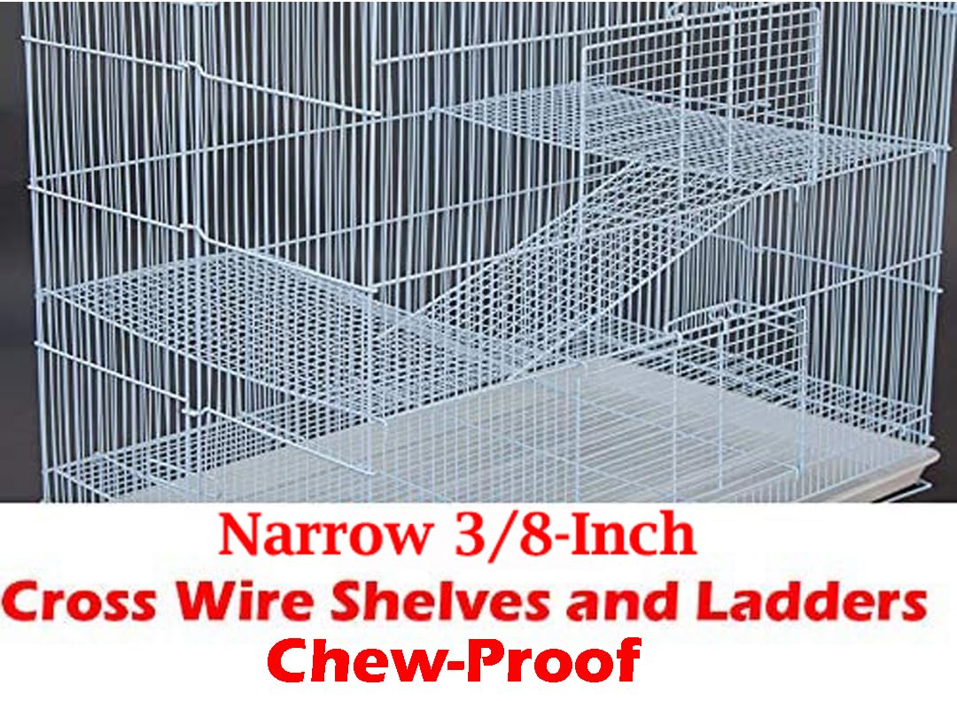 Large 3-Level Easy Foldable Chew-Proof With Tight 3/8 Inch Bar Spacing Shelves & Ladders For Ferret Chinchilla Sugar Glider Rats