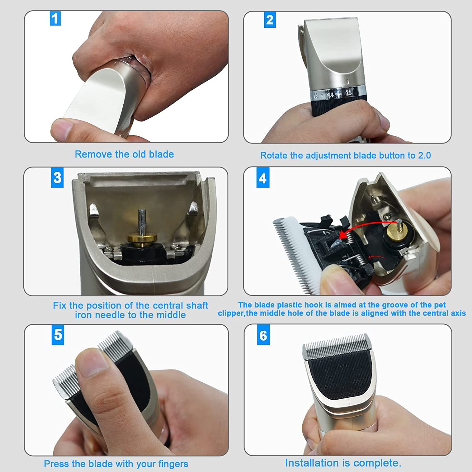 Dodaer 3 Pack Replacement Blade Compatible With Oneisall Low Noise Dog Clippers, Made Of Ceramic Blade & Stainless Steel Blade,C