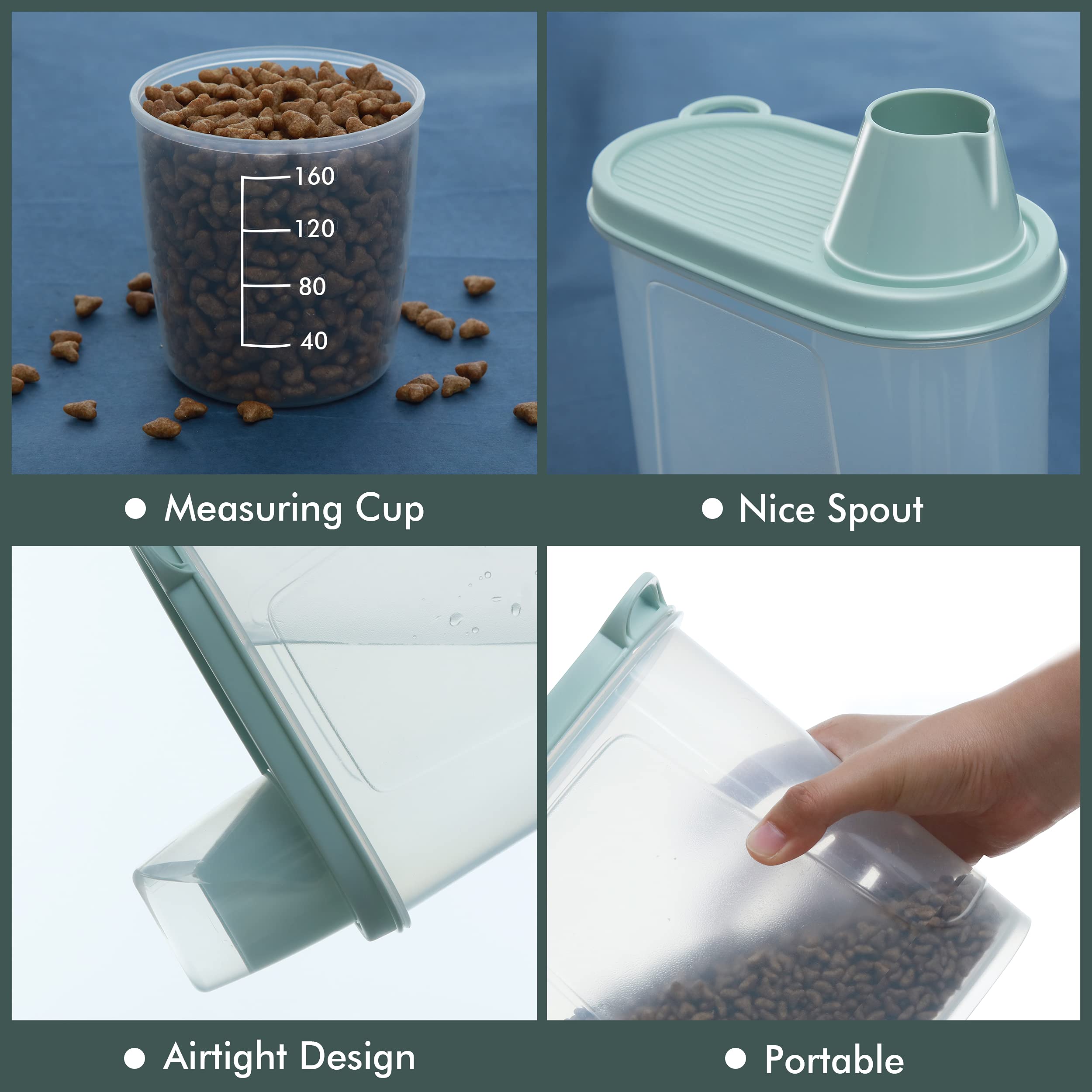 Citylife 3 PCS Pet Food Container Airtight 1.8 LB Plastic Cat Food Container for Dry Food Small Dog Food Containers with Pour Sp