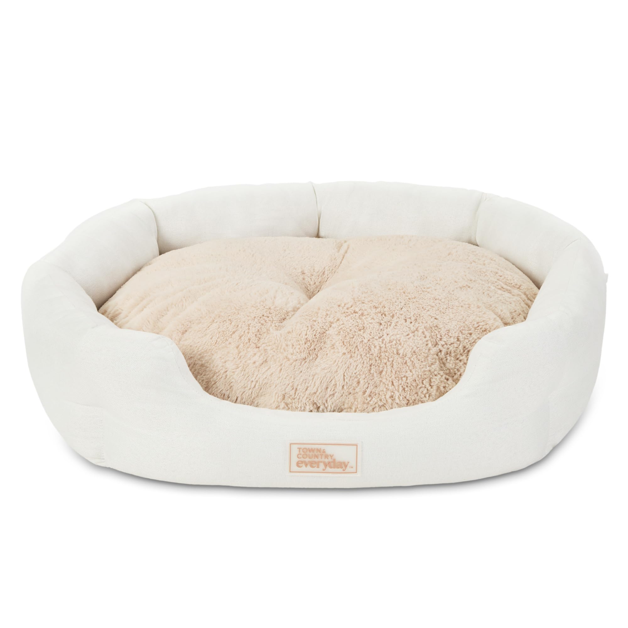 Town & Country Everyday CuddleTown Faux Linen Comfy Cozy Cuddler Pet Bed, Supportive & Calming, Water Repellent, NonSlip Bottom