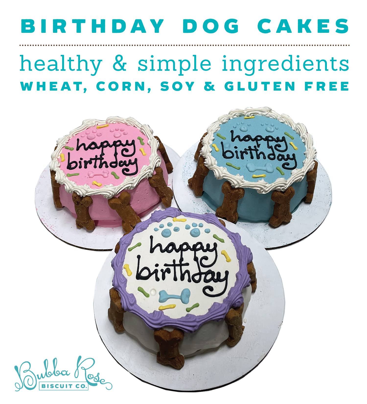 Bubba Rose Biscuit Company: Blue Dog Birthday Cake - Crunchy Biscuit Texture - Natural Gourmet Pet Treat - Dog Cake - 4.25    1