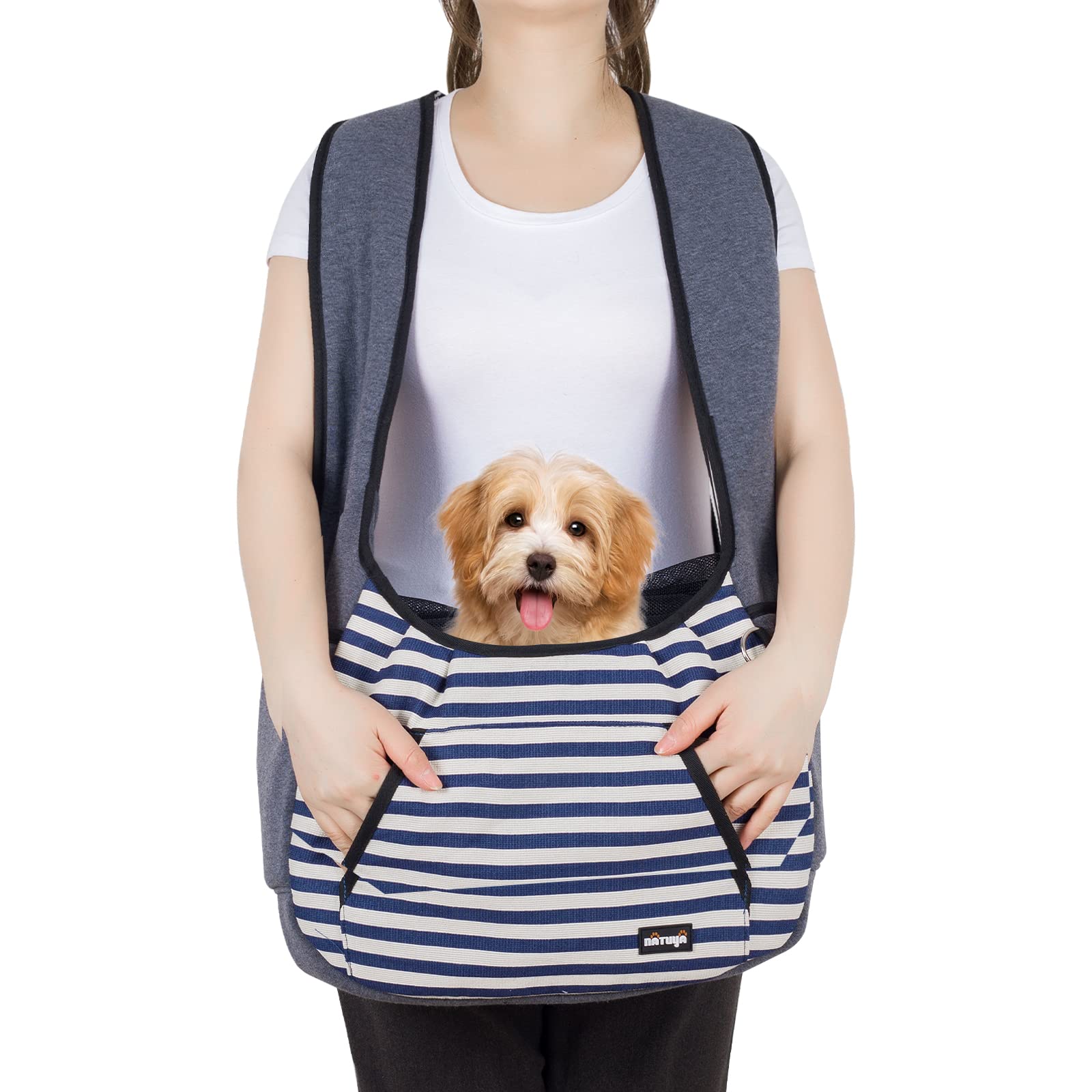 Natuya Dog Sling Carrier Puppy Carrier, Adjustable Pet Front Sling Carrier Travel Bag With Bottom Pad, Pet Carrier For Small Dog