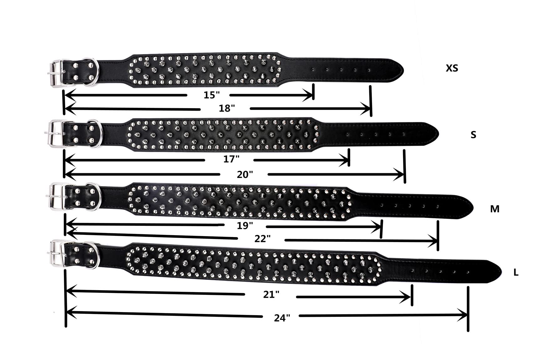 Hoot Pu Leather Adjustable Spiked Studded Dog Collar 2 Wide 31 Spikes (S(Neck 17-20), Dark Brown)